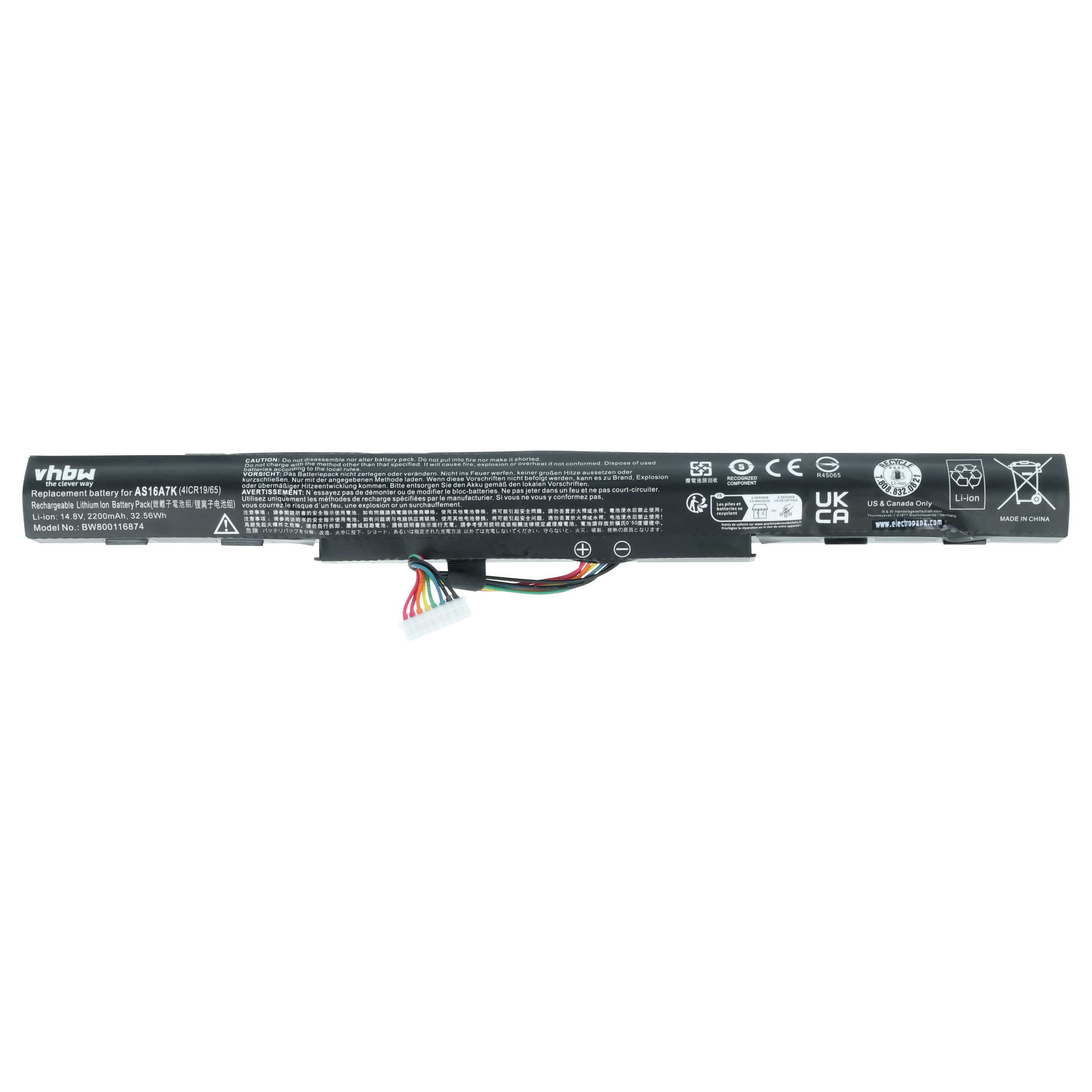 Akumulator do laptopa zamiennik Acer AS16A8K, KT.0040G.007, AS16A5K, AS16A7K - 2200 mAh 14,8 V Li-Ion, czarny