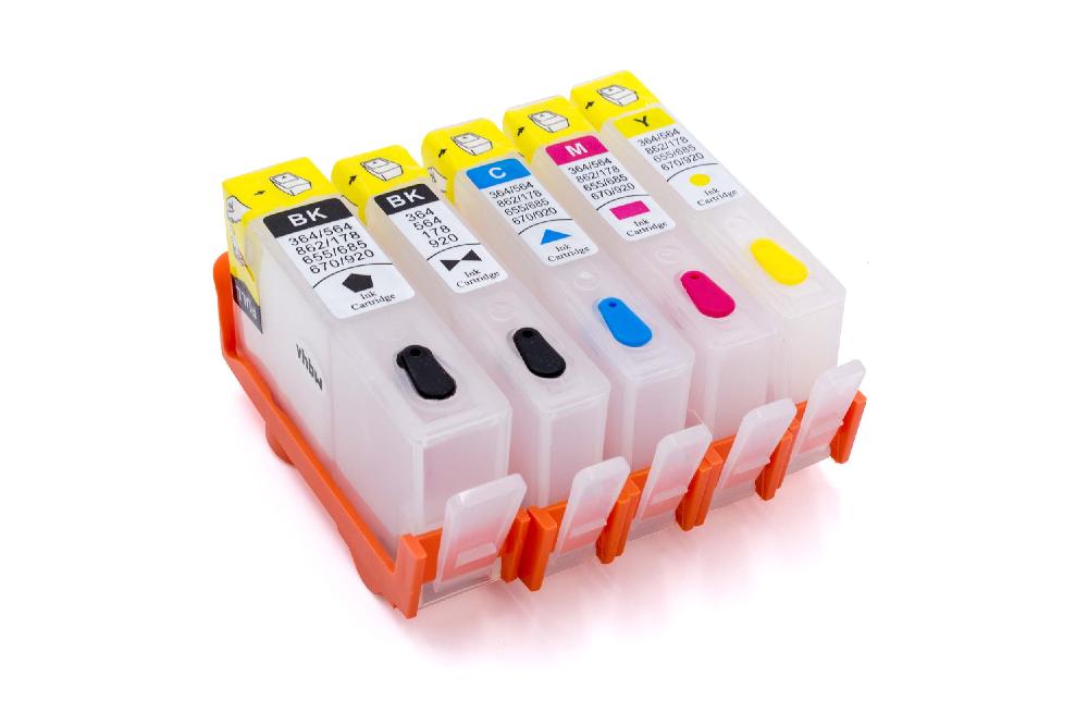 5x Ink Cartridge replaces HP CD972AE, CD973AE, CB317EE for HPPrinter CISS - B/C/M/Y + photo black + Chip