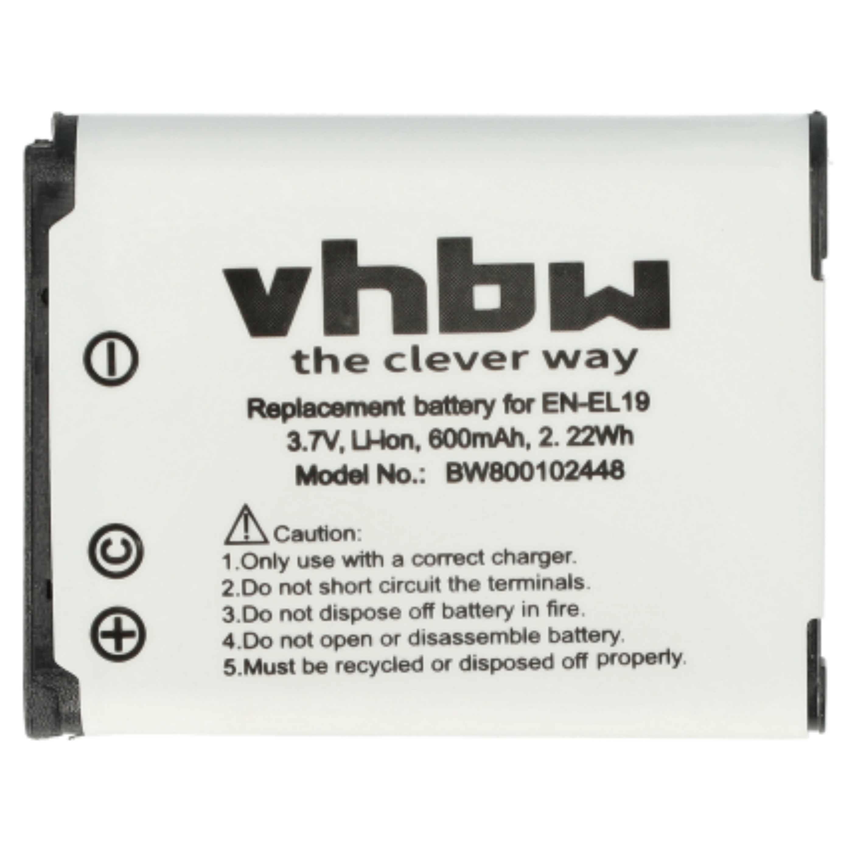 2x Battery Replacement for Nikon EN-EL19 - 600mAh, 3.7V, Li-Ion