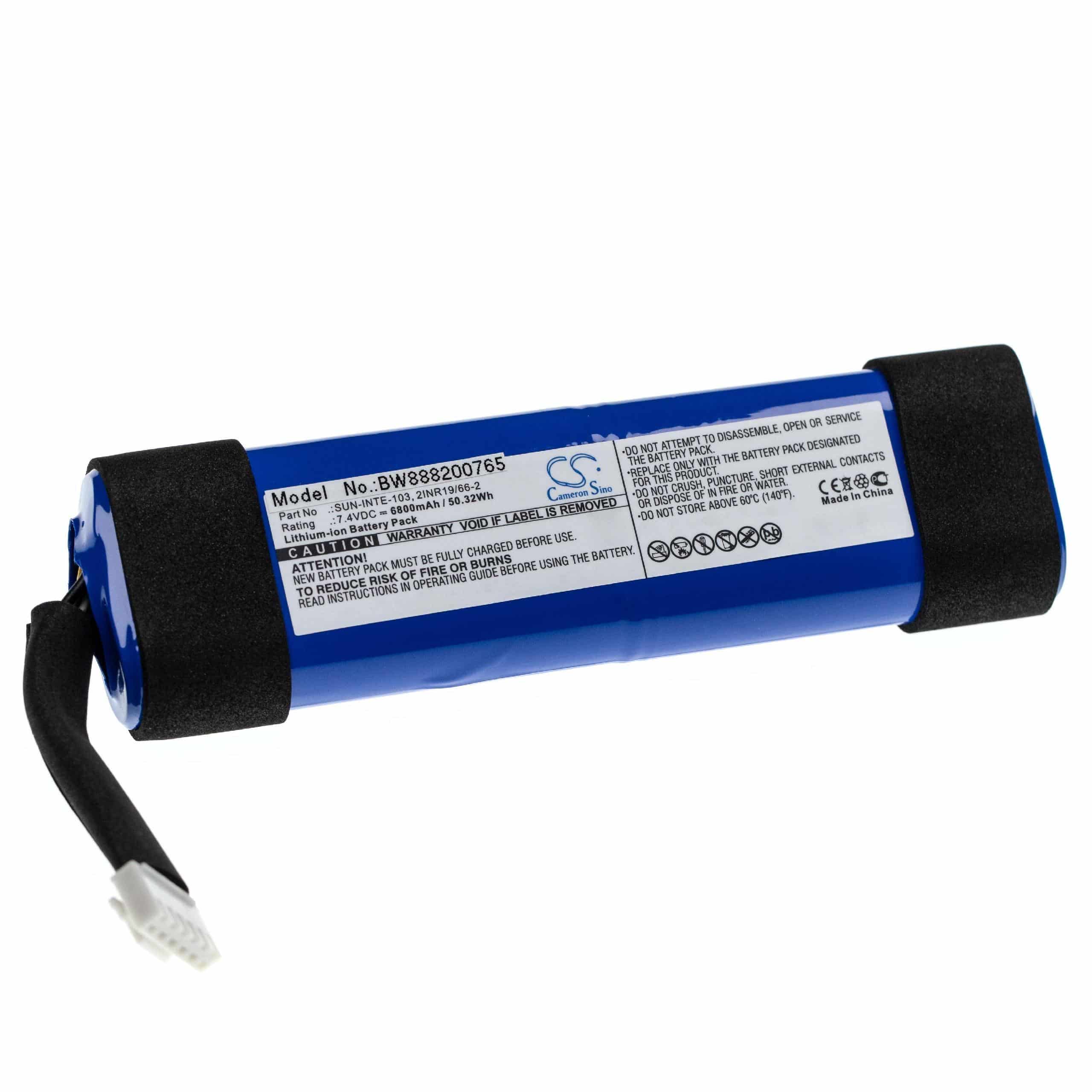 Batterie remplace JBL 2INR19/66-2, SUN-INTE-103 pour enceinte JBL - 6800mAh 7,4V Li-ion