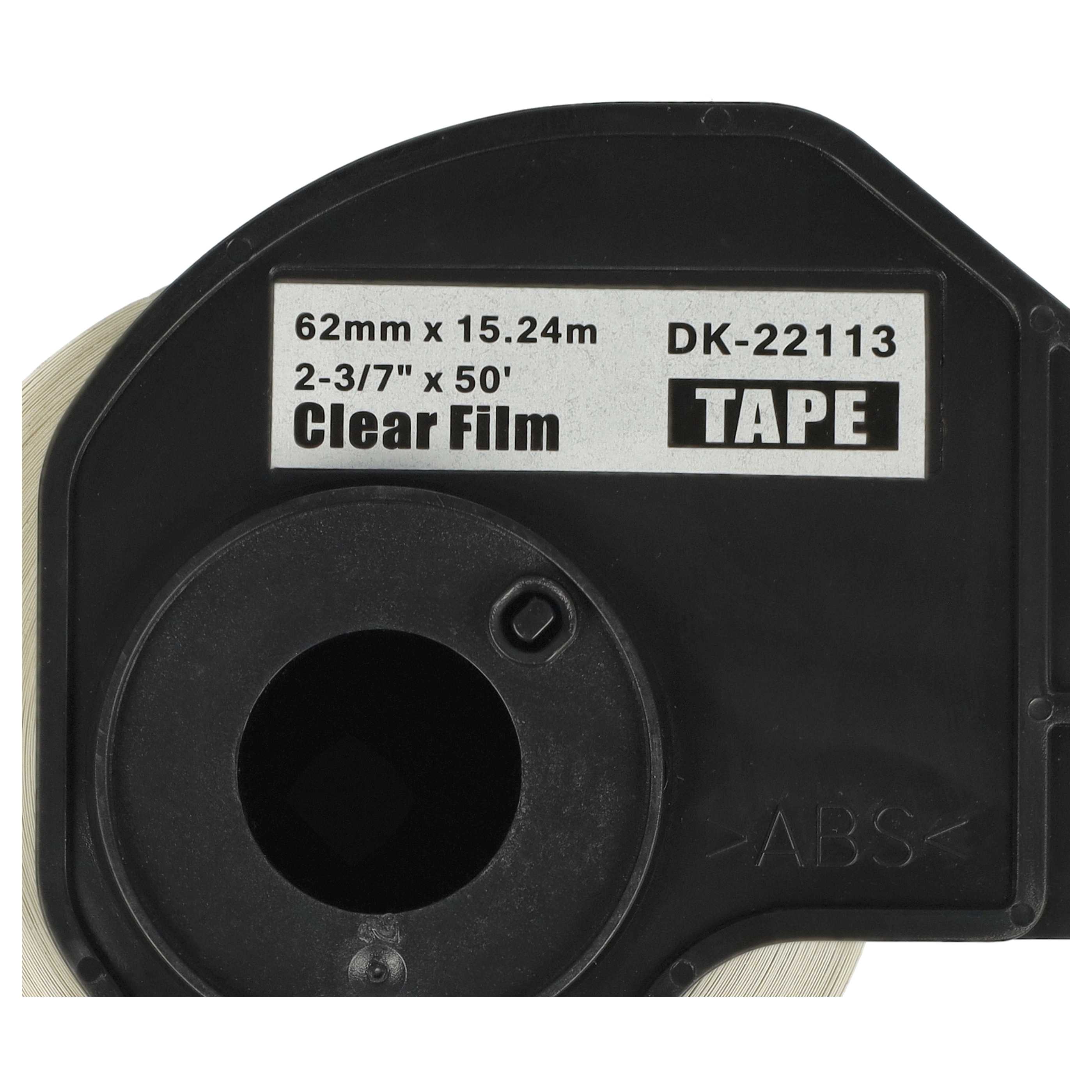 5x Label Roll replaces Brother DK-22113 Labeller - Self-Adhesive 62 mm x 15.24 m + Holder