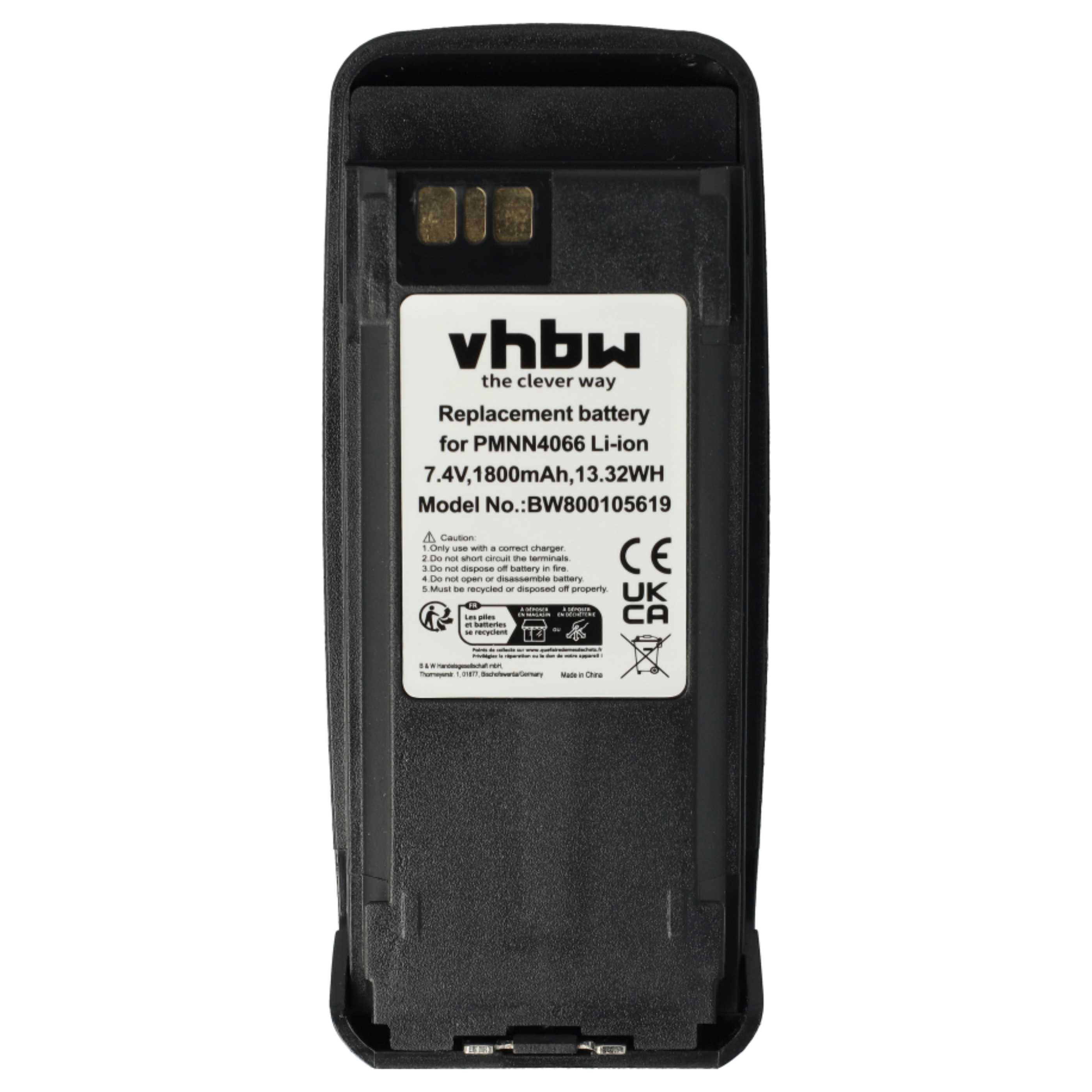 Radio 2x Battery replaces Motorola NNTN4066, PMNN4065, NNTN4077, NNTN4103 - 1800 mAh 7.4 V Li-Ion + Belt Clip