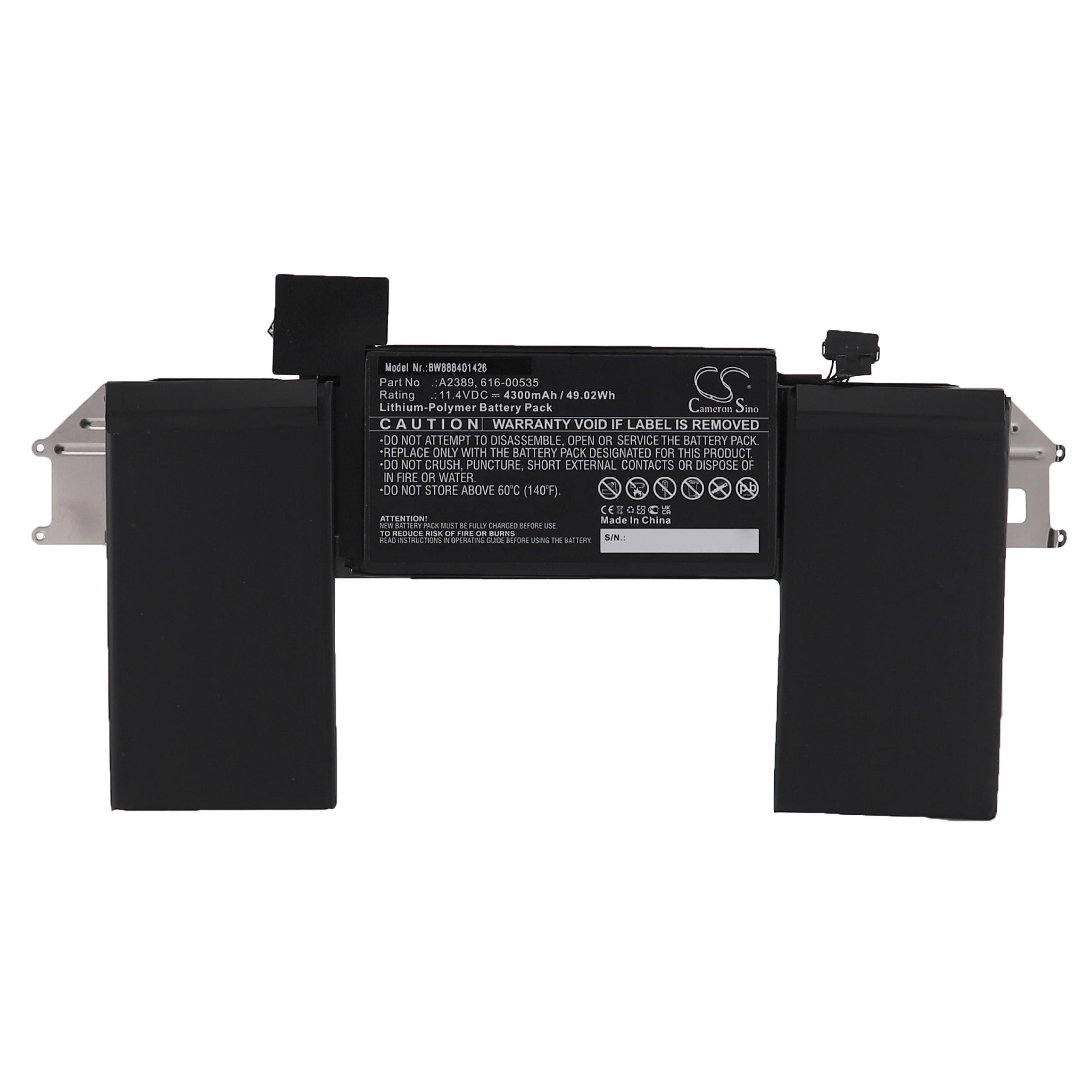 Notebook Battery Replacement for Apple A2337, 616-00535, A1965, 080-333-4000 - 4300mAh 11.4V Li-polymer