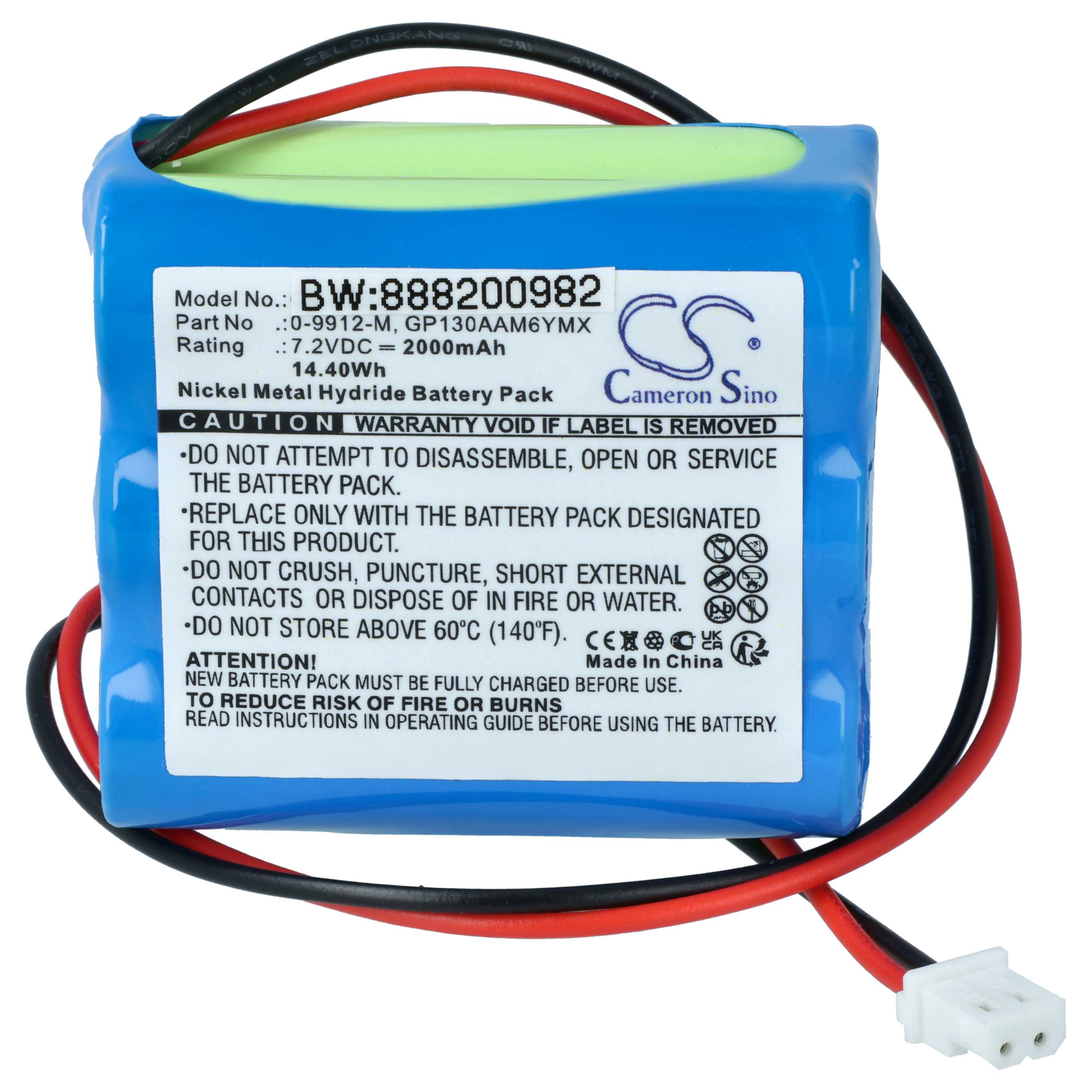 2x Batteries remplace BT GP100AAS6YMX, GP130AAM6YMX pour centrale d'alarme Visonic - 2000mAh 7,2V NiMH