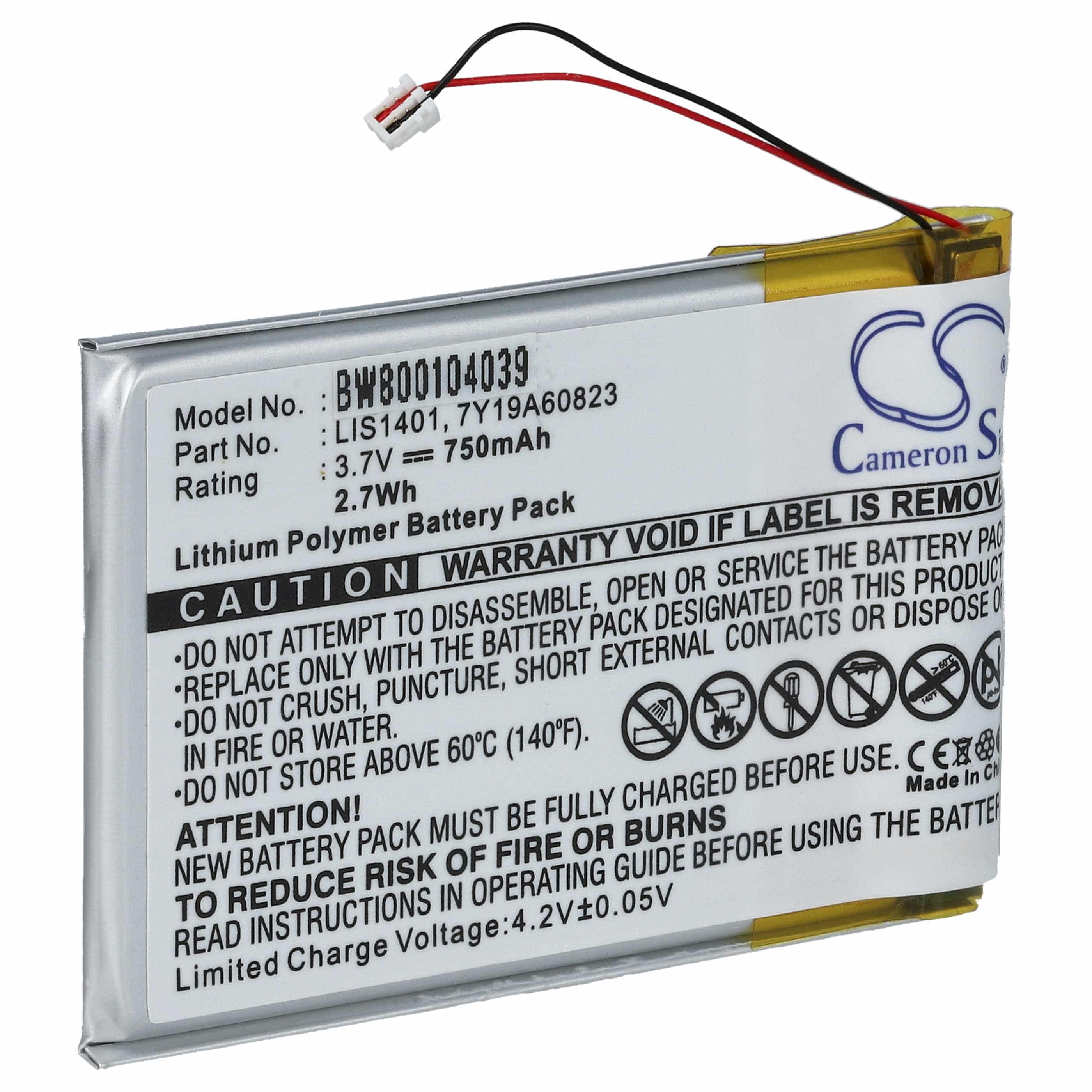MP3-Player-Akku passend für Sony NWZ-S616F - 750mAh 3,7V Li-Polymer