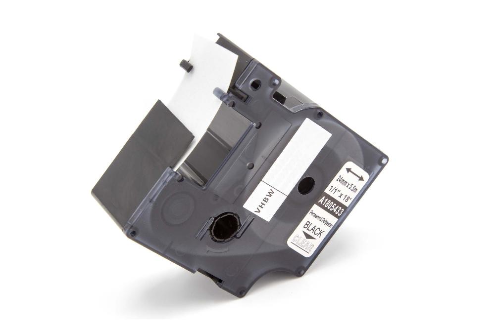 Label Tape replaces Dymo 1805433 - 24 mm Black to Transparent, Polyester