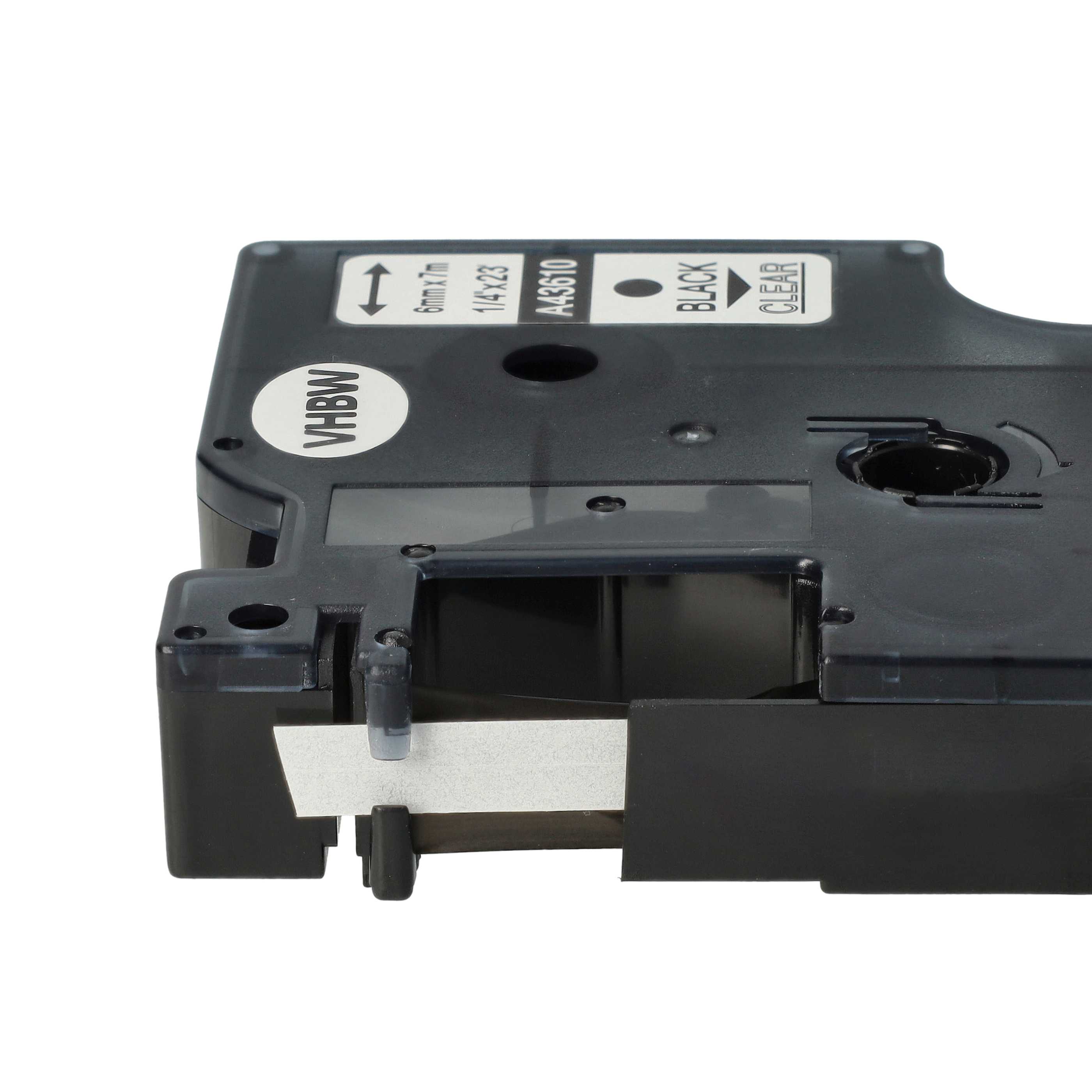 Label Tape replaces Dymo D1, 43610 - 6 mm Black to Transparent