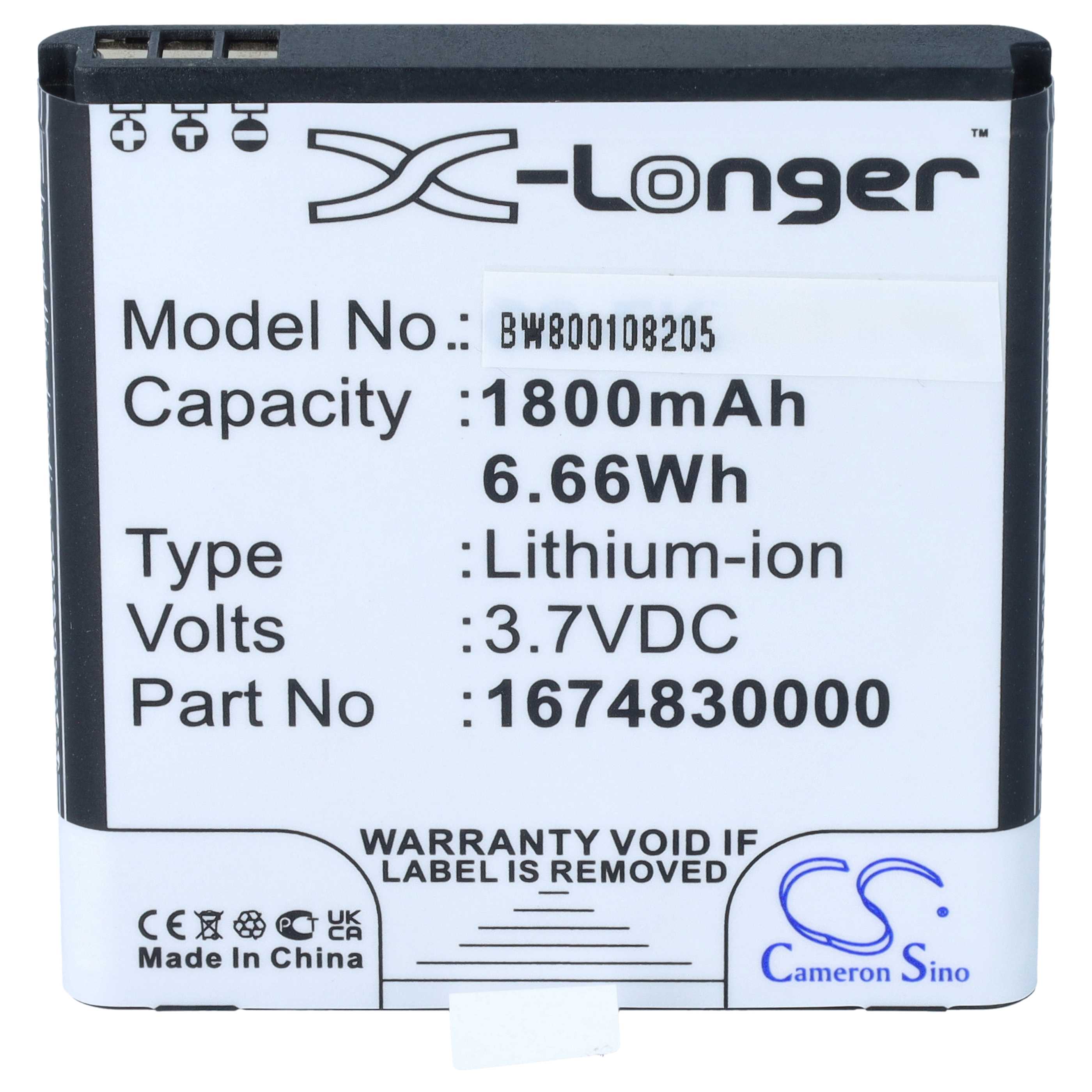 GPS Battery replaces Falk 1674830000 - 1800mAh, 3.7V
