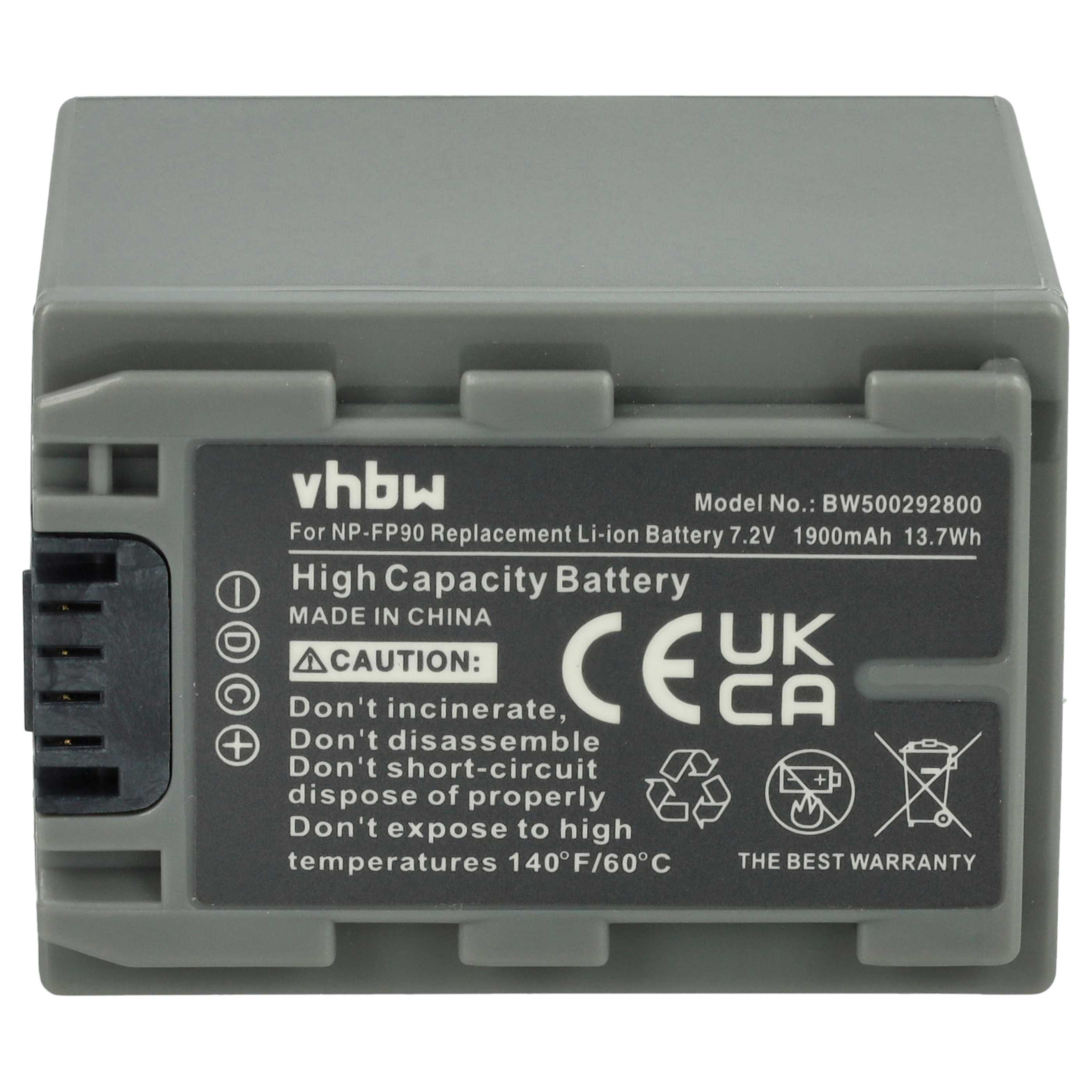 Videocamera 2x Battery replaces Sony NP-FP60, NP-FP51, NP-FP50, NP-FP30, NP-FP70 - 1900 mAh 7.2 V Li-Ion