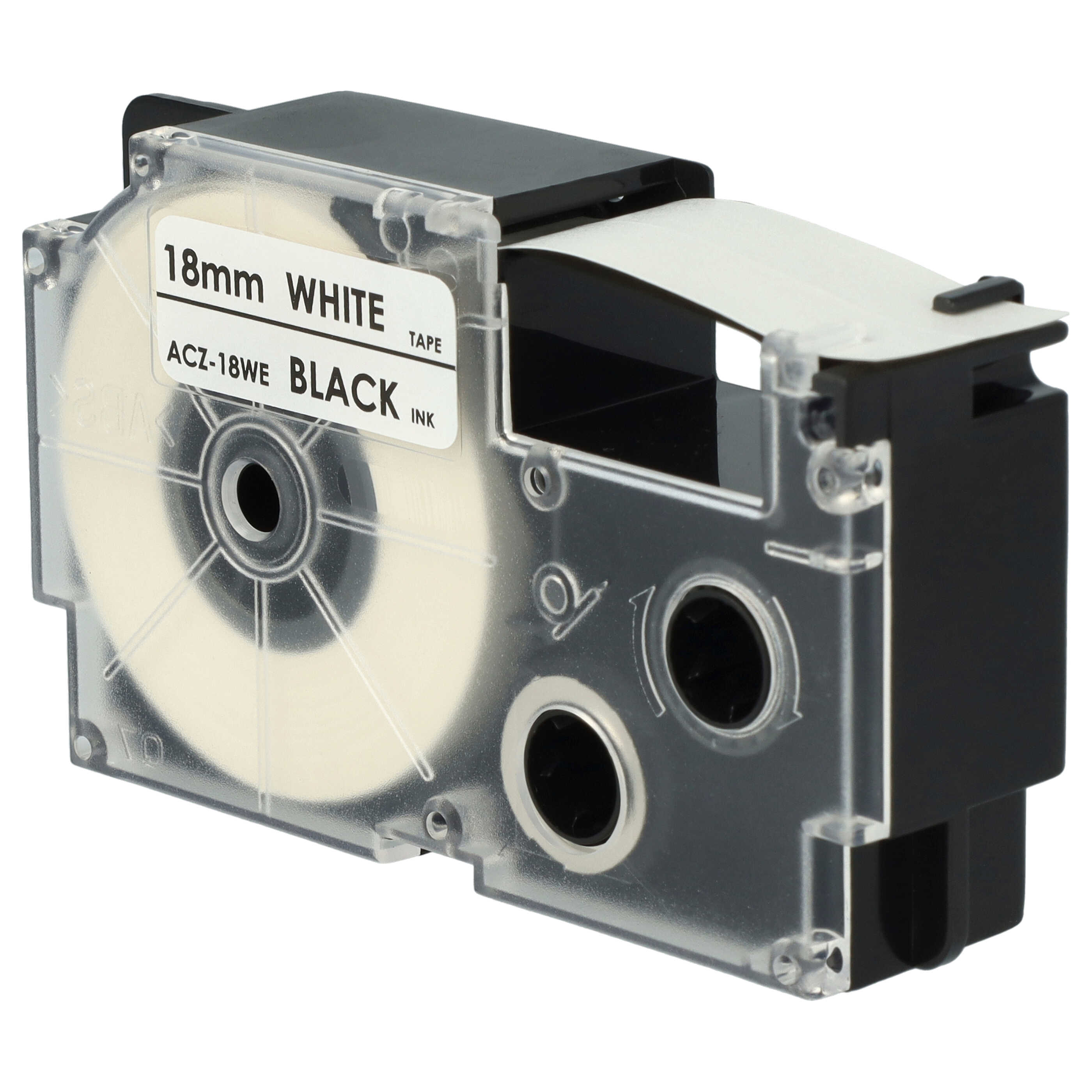 50x Label Tape replaces Casio XR-18WE, XR-18WE1 - 18 mm Black to White