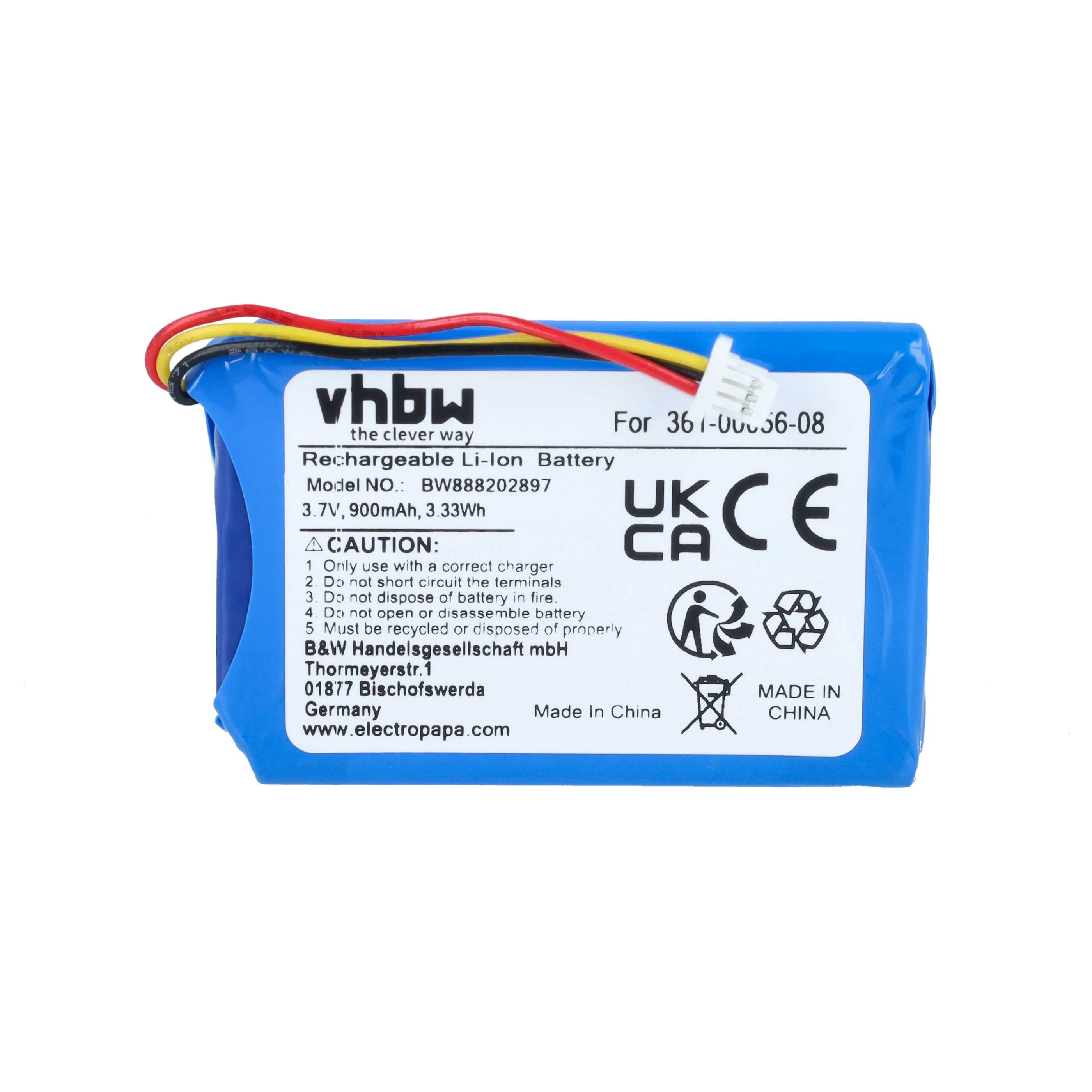 GPS Navigation-Akku als Ersatz für Garmin 361-00045-00, 1ICP5/34/45, 1ICP4/34/5 - 900mAh 3,7V Li-Ion