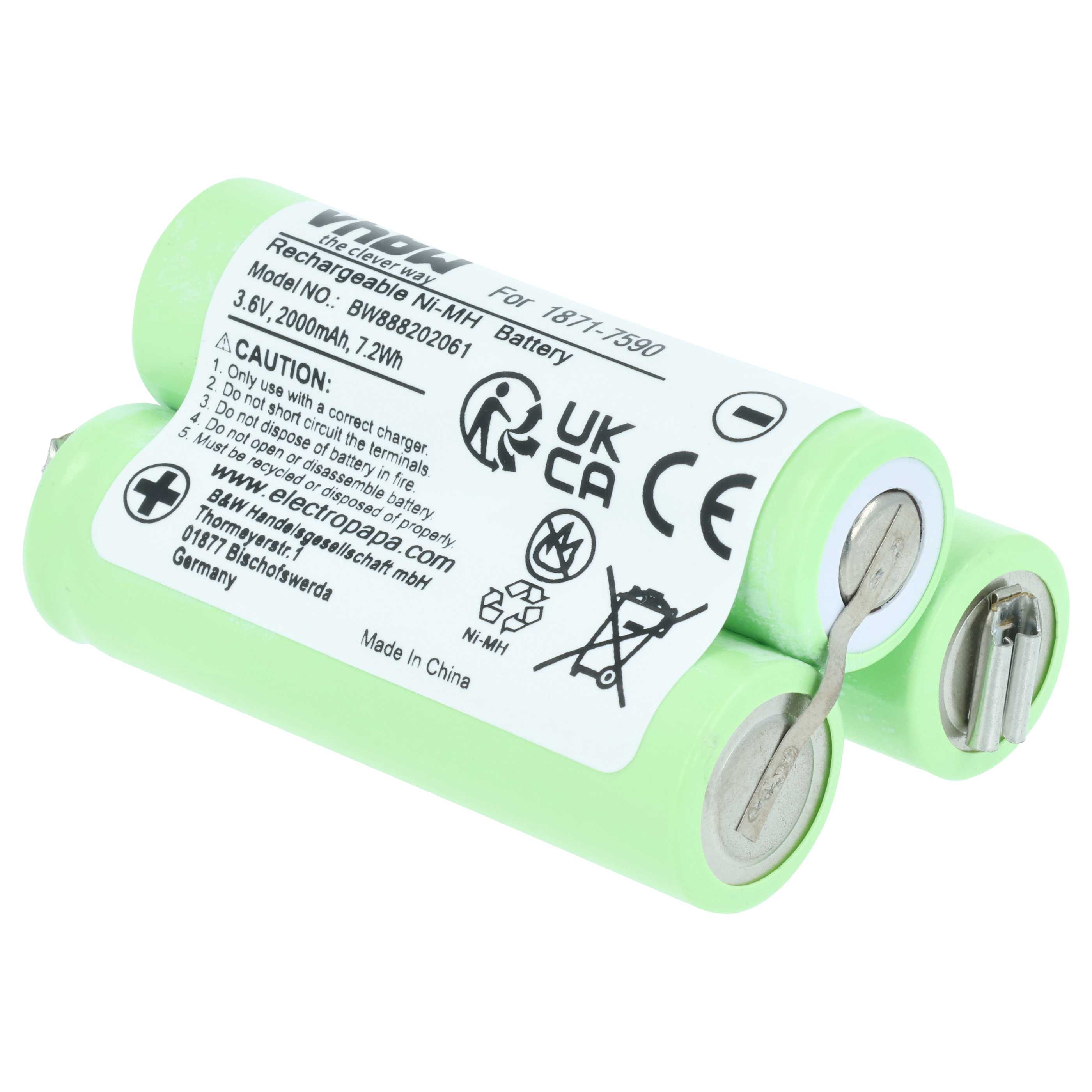 Batterie remplace Moser 1871-7590 tondeuse à cheveux - 2000mAh 3,6V NiMH
