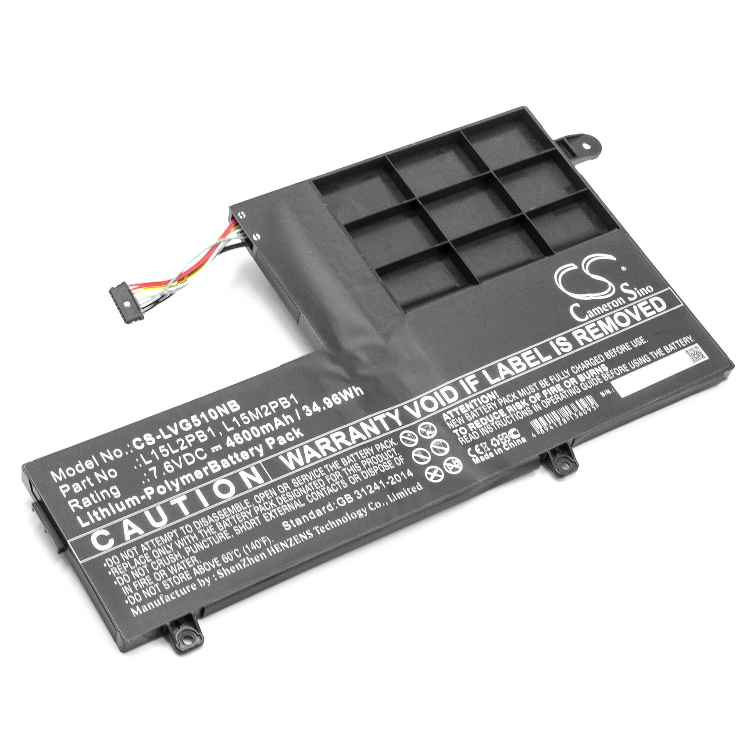 Batterie remplace Lenovo 5B10K84639, 5B10K84491 pour ordinateur portable - 4600mAh 7,6V Li-polymère, noir