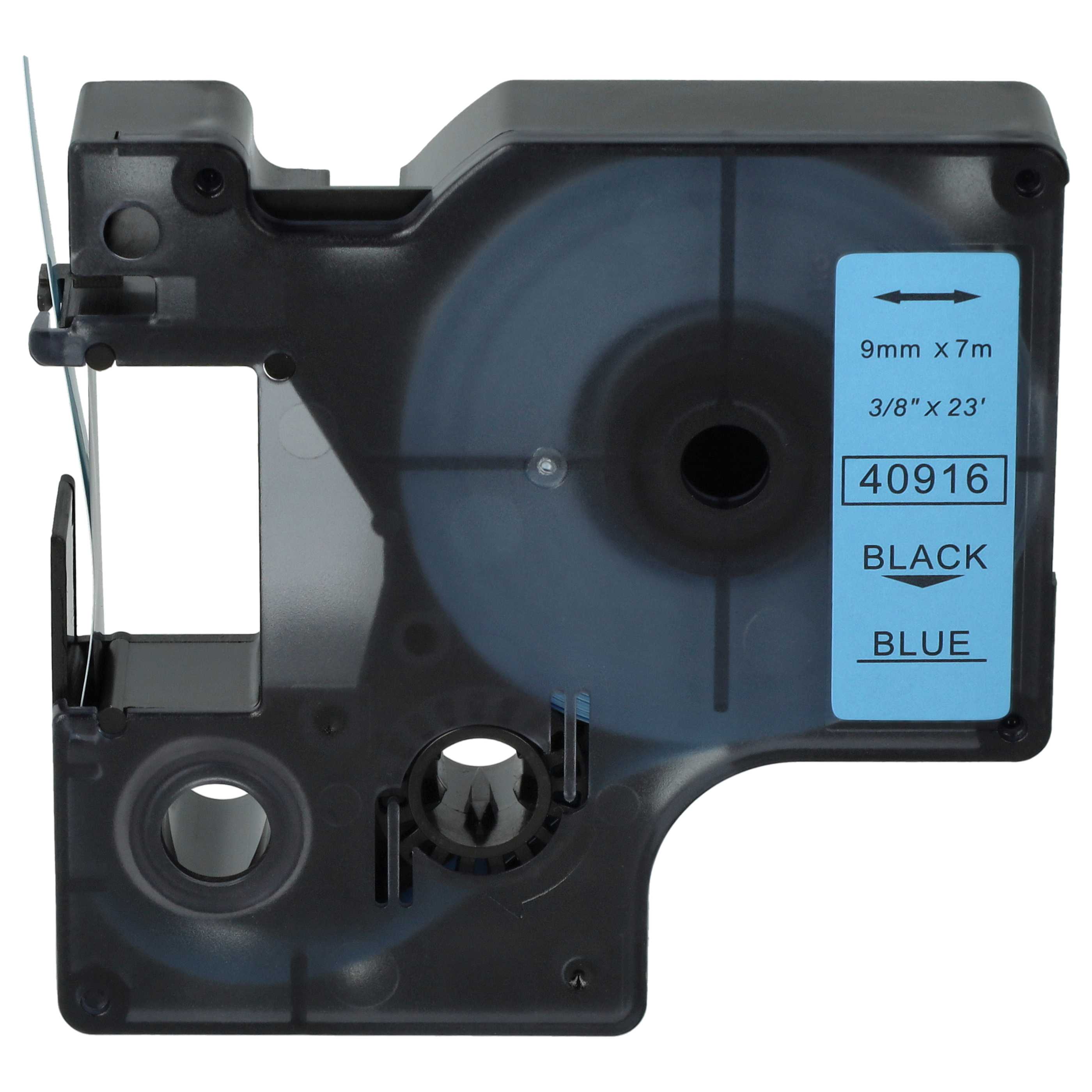 Schriftband als Ersatz für Dymo D1, 40916 - 9mm Schwarz auf Blau, Kunststoff
