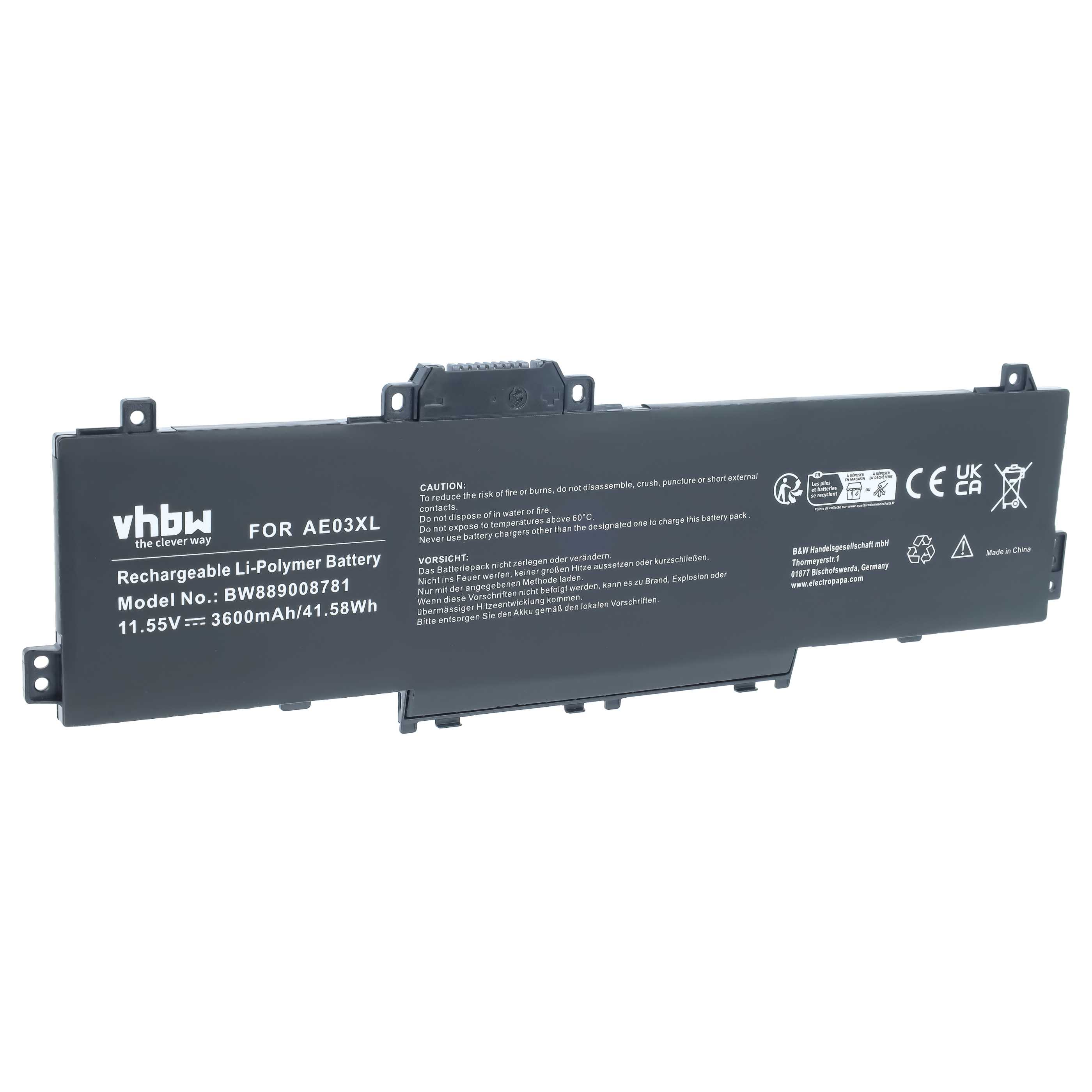 Batteria sostituisce HP HSTNN-AB1F, HSTNN-AB1B, AE03041XL, AE03XL per notebook - 3600mAh 11,55V Li-Poly