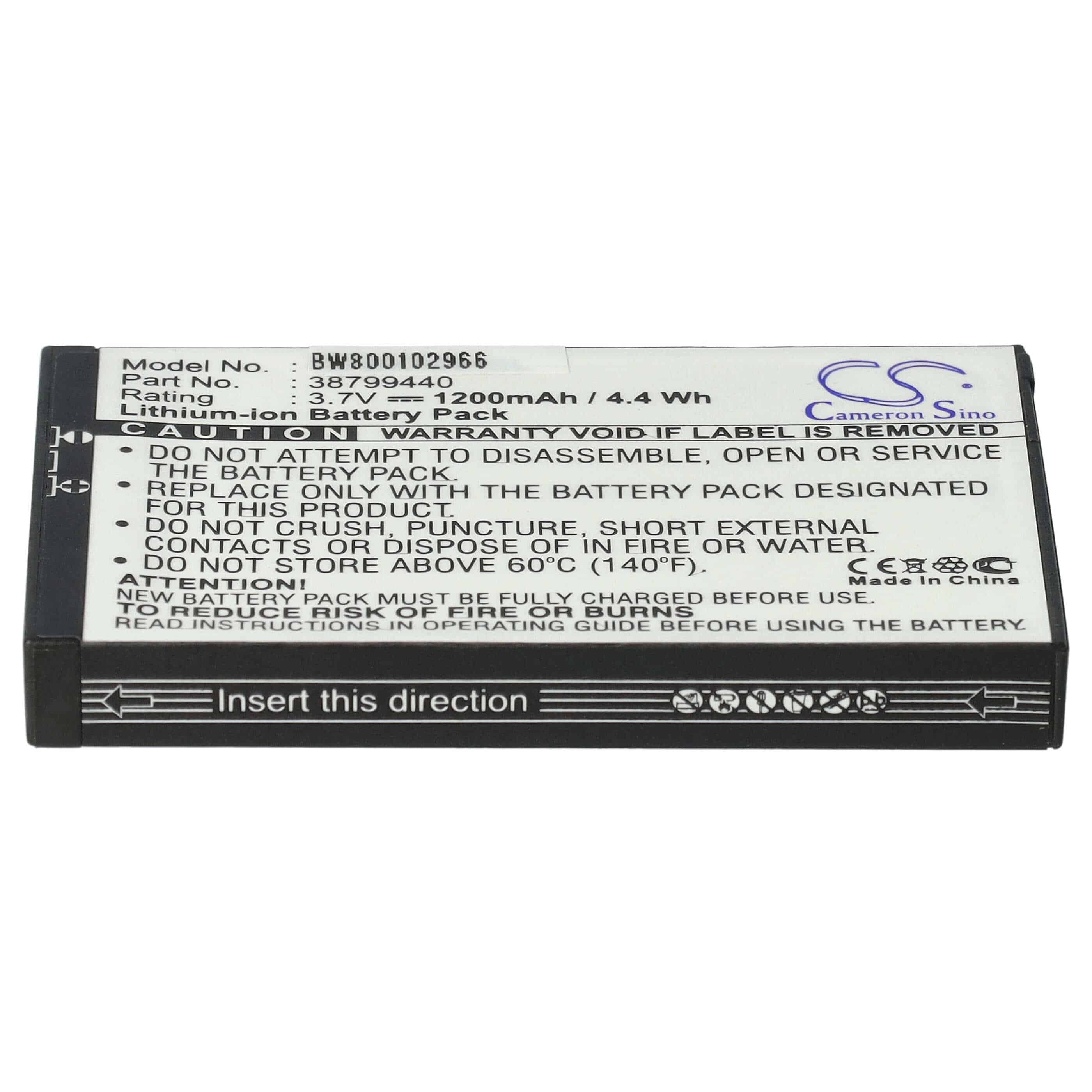 GPS Battery Replacement for Becker 38799440 - 1200mAh, 3.7V