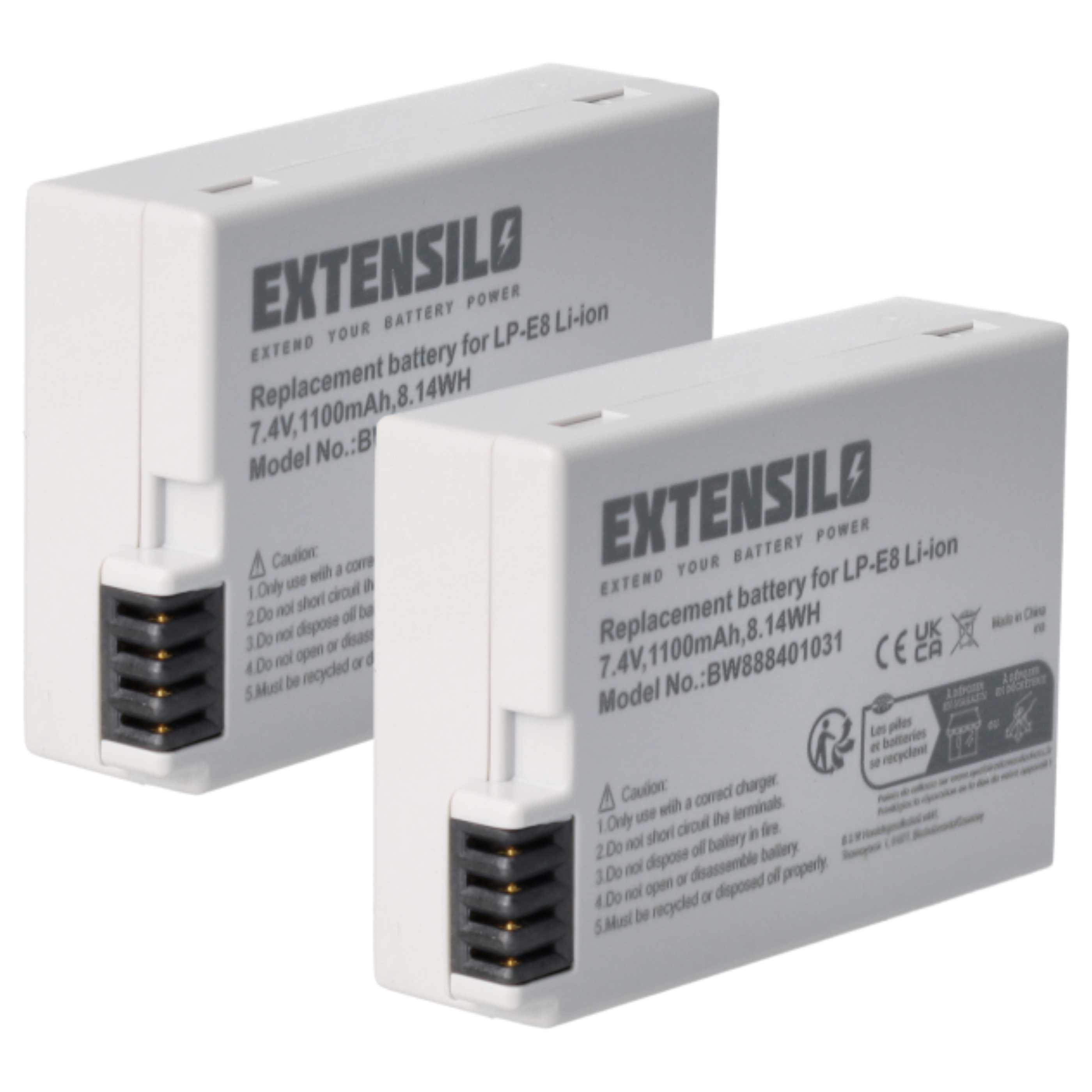 2x Batteria sostituisce Canon LP-E8 per fotocamera Canon - 1100mAh 7,4V Li-Ion