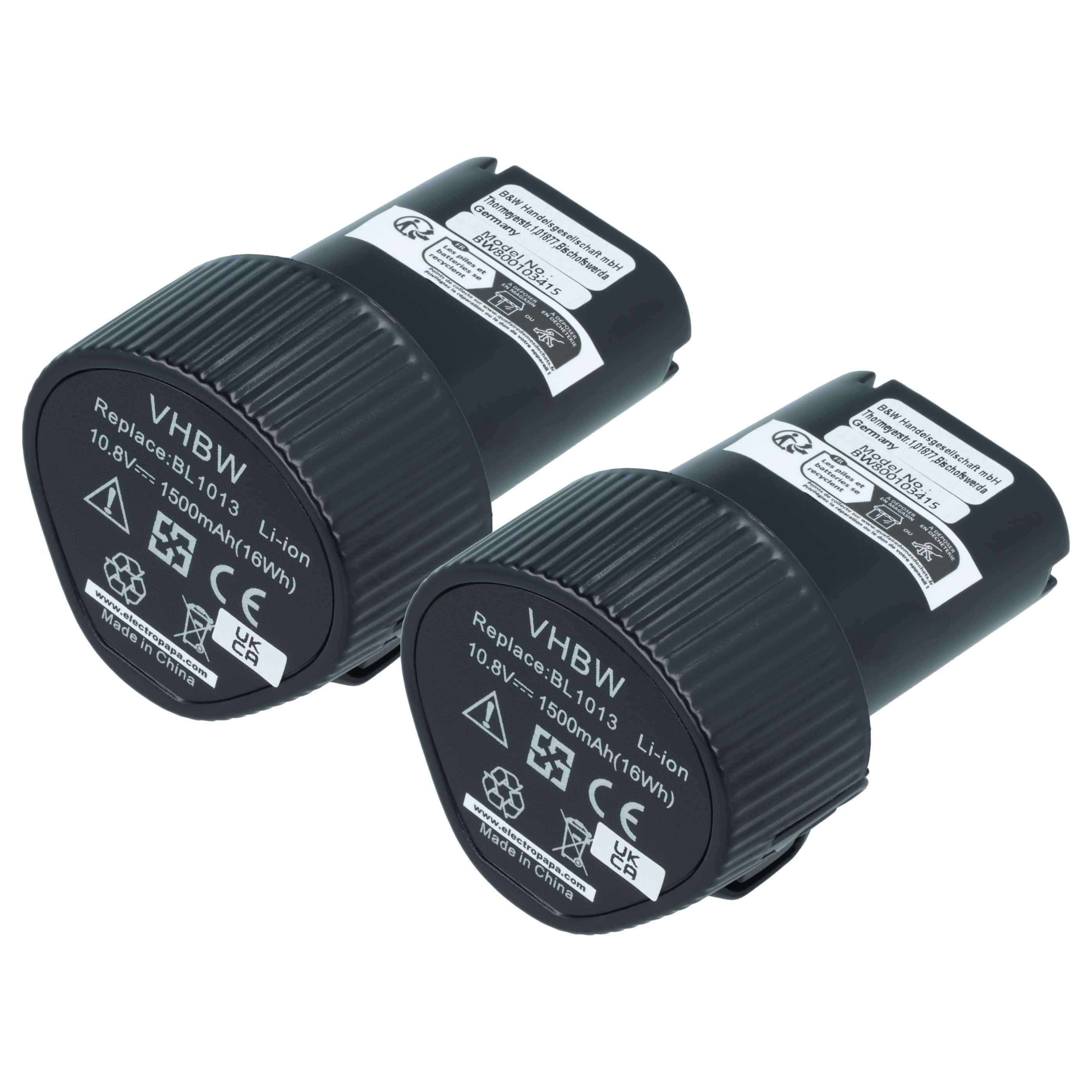 2x Battery replaces Makita 194551-4, 194588-1, 194550-6 Electric Power Tool - 1500 mAh, 10.8 V, Li-Ion