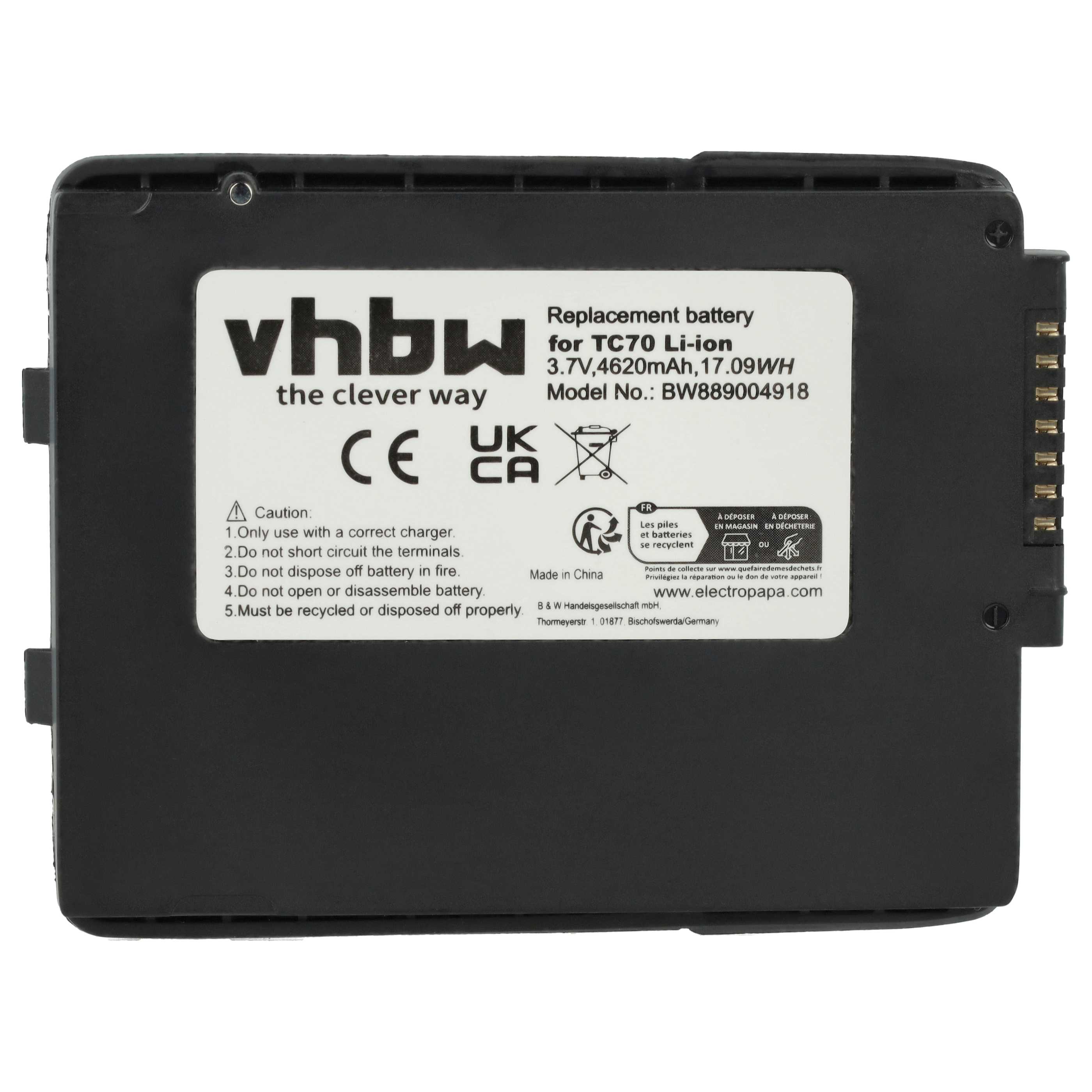 2x Batería reemplaza Motorola 82-171249-01 para escáner código de barras (4620 mAh, 3,7 V, Li-Ion)