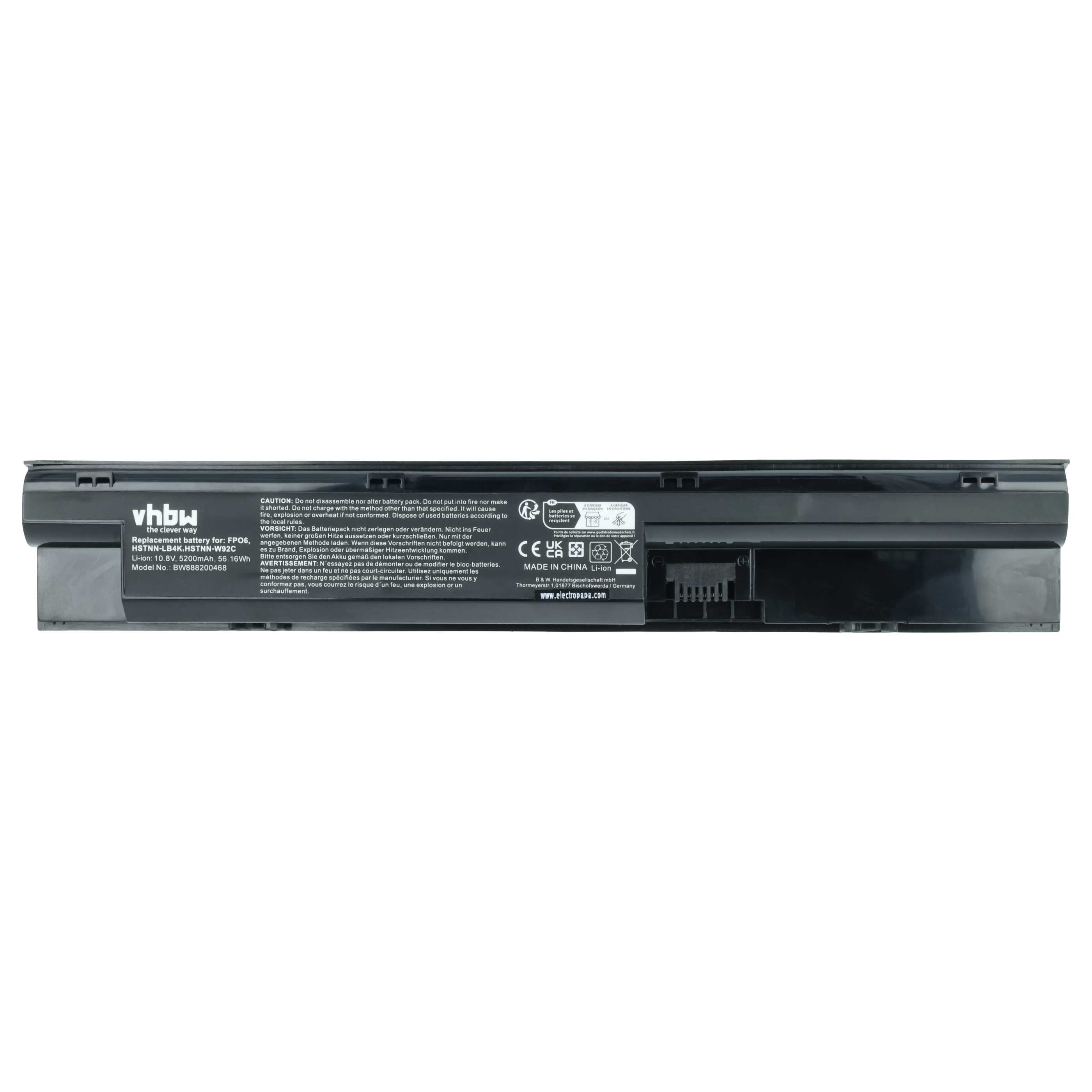 Akumulator do laptopa zamiennik HP 707616-851, 707616-141, 3ICR19/65-3 - 5200 mAh 10,8 V LiPo, czarny