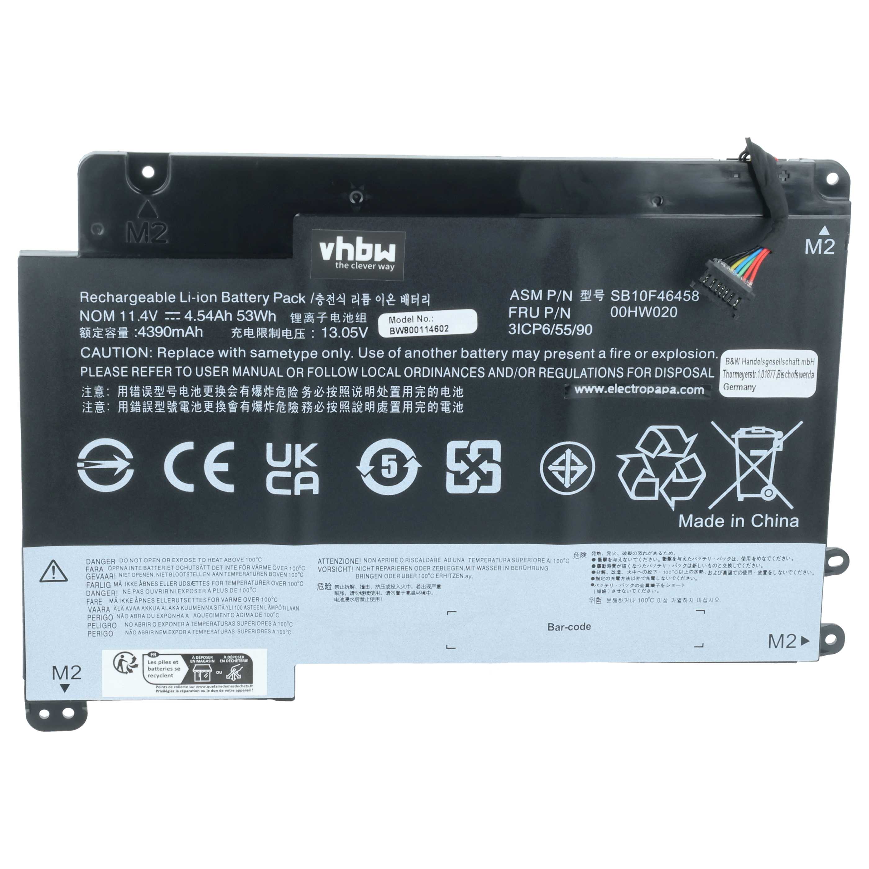Akumulator do laptopa zamiennik Lenovo 00HW021, SB10F46458, 00HW020, SB10F46459 - 4200 mAh 11,4 V LiPo