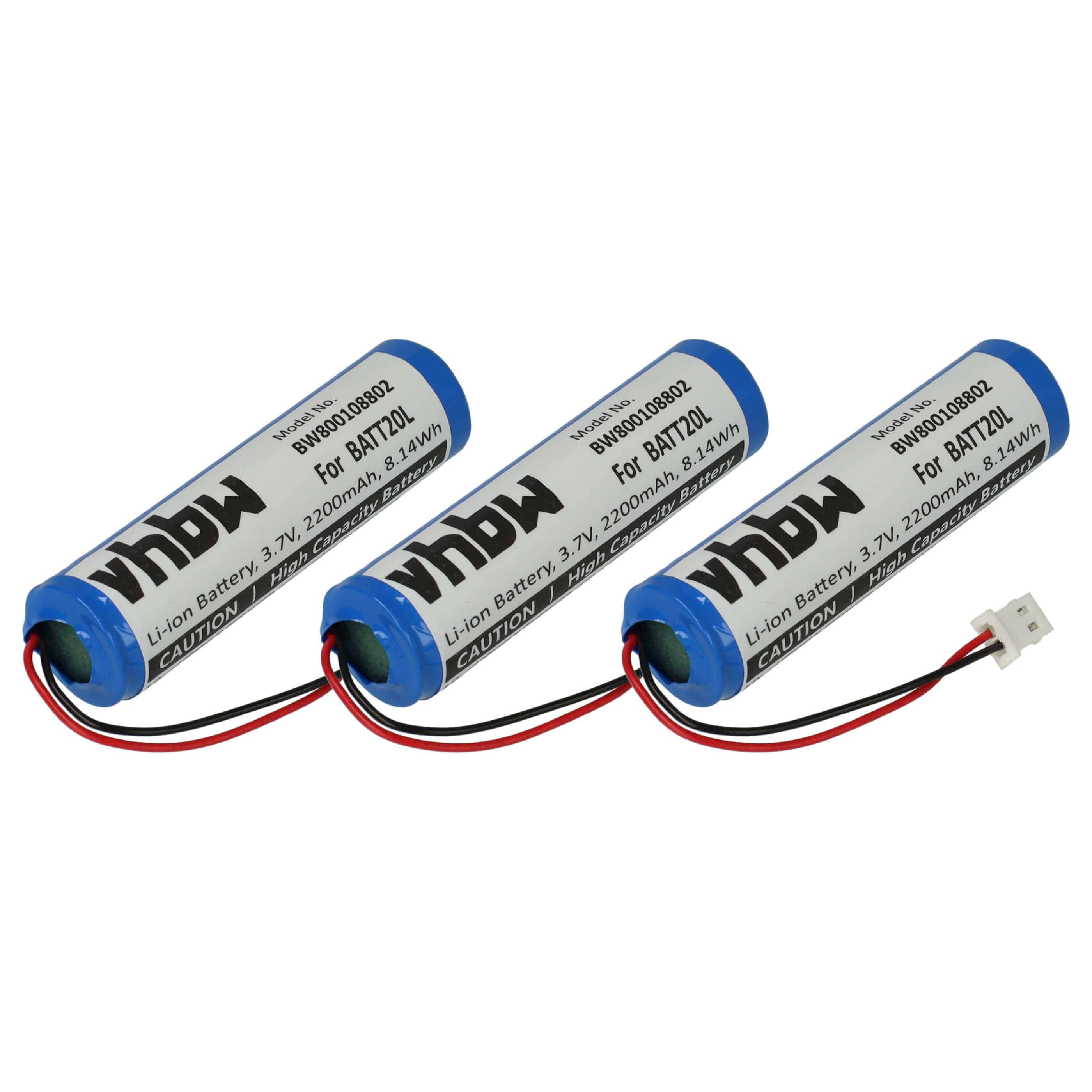 DAB Radio 3x Battery replaces BATT20L - 2200 mAh 3.7 V Li-Ion