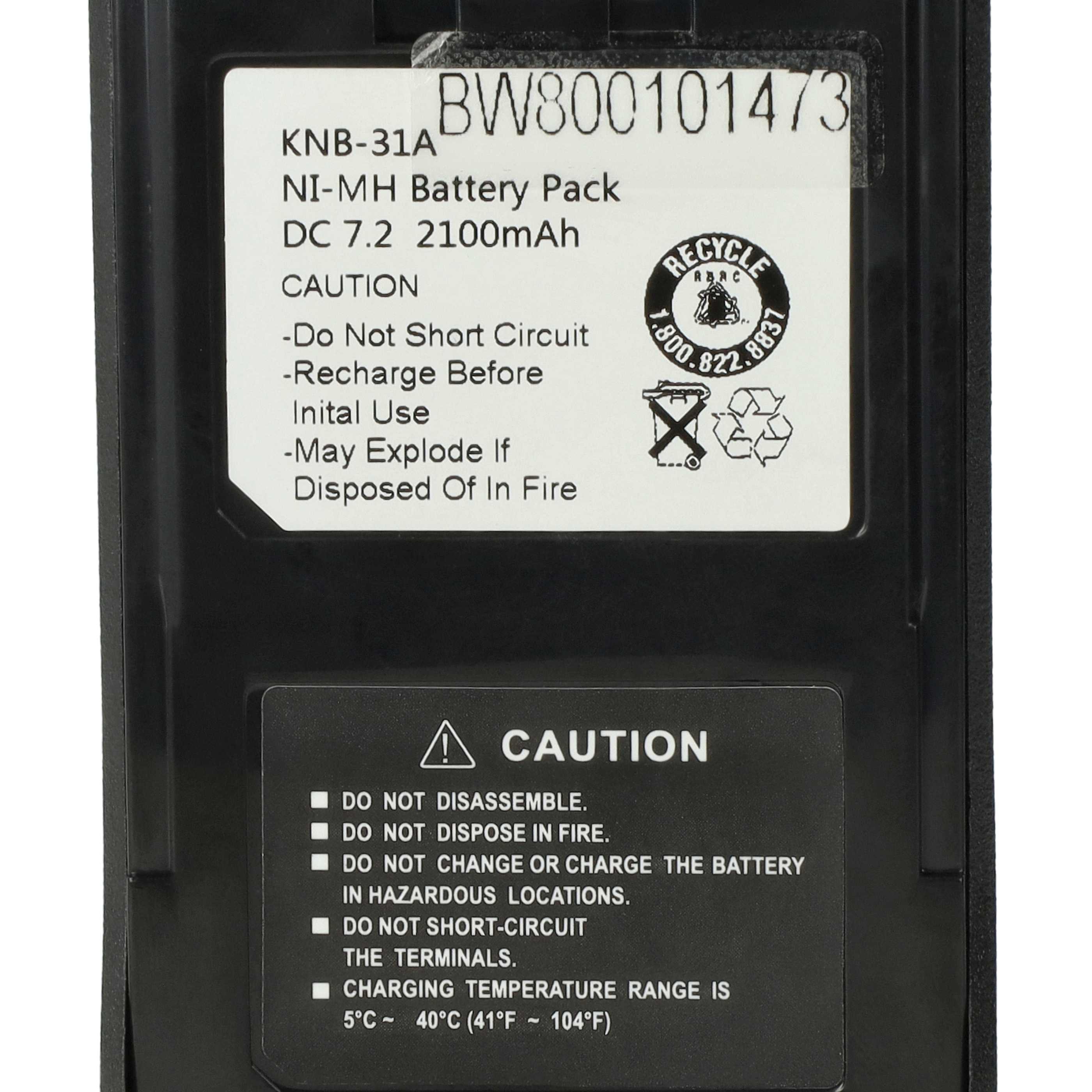 5x Batteria sostituisce Kenwood KNB-41NC, KNB-32N, KNB-31A, KNB-33L per dispositivo radio - 2100mAh 7,2V NiMH