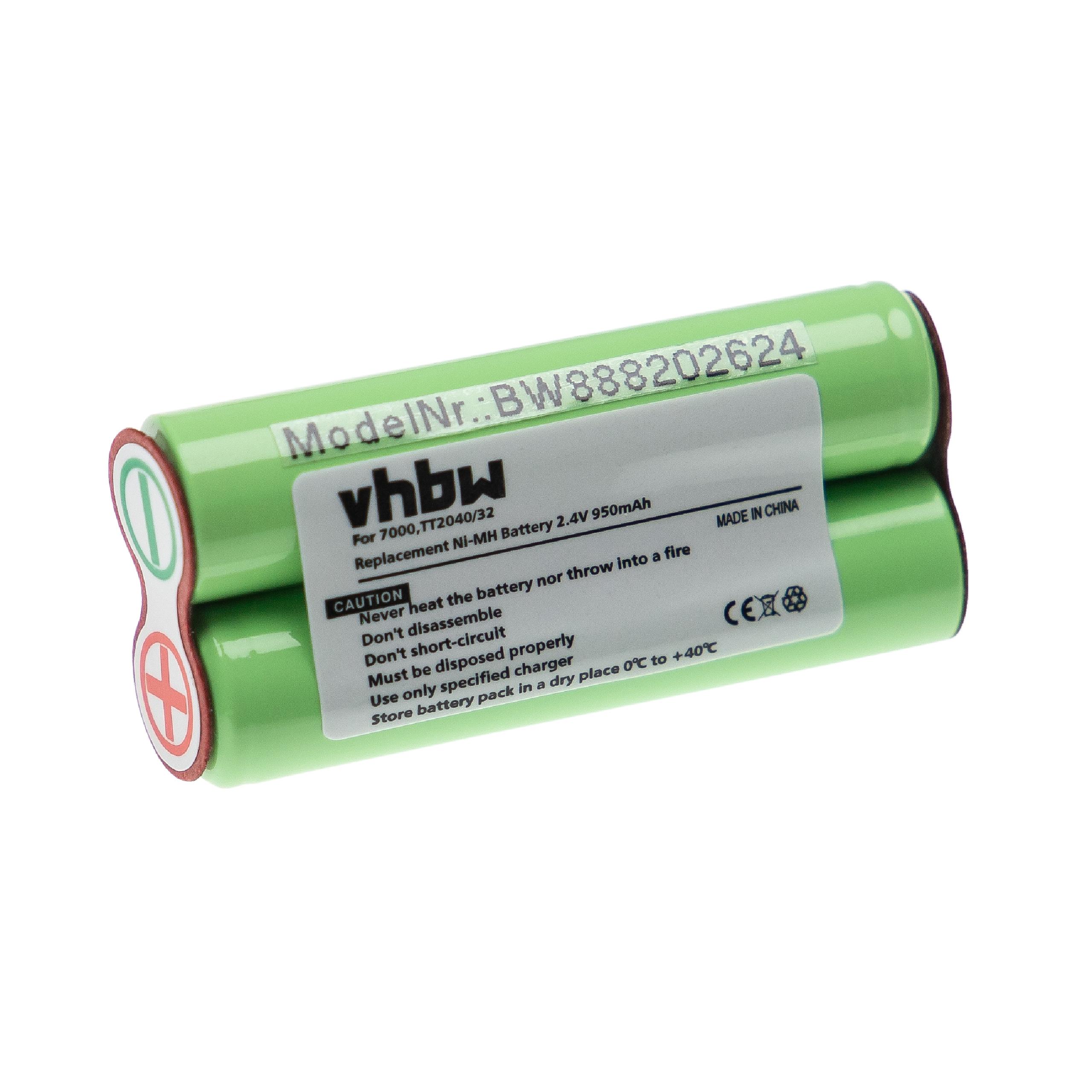 Batterie remplace Philips TT2040/32 pour rasoir électrique - 950mAh 2,4V NiMH