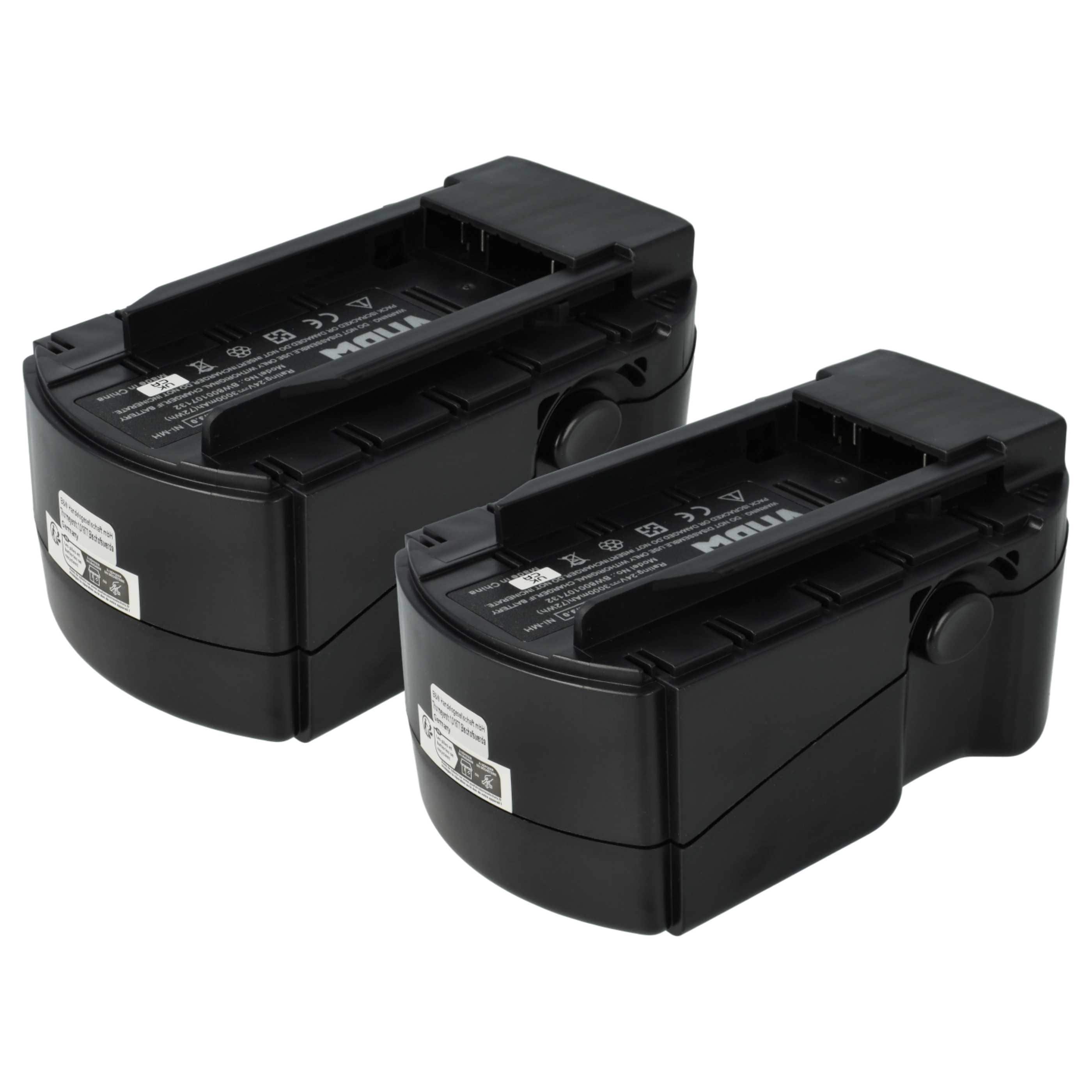 2x Battery replaces Hilti B24, B 24/3.0, B 24/2.0 Electric Power Tool - 3000 mAh, 24 V, NiMH