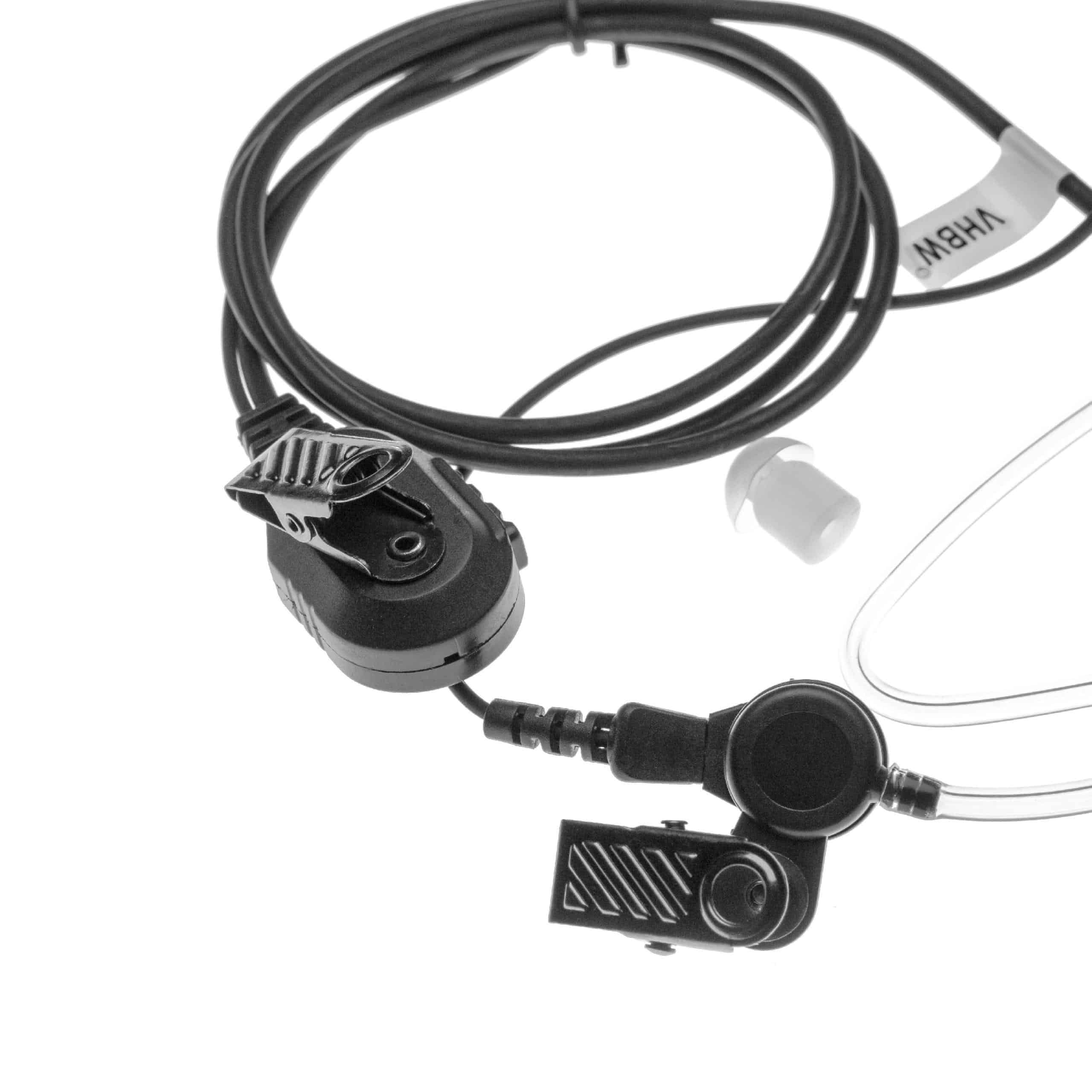Security headset per ricetrasmittente Yaesu VX-2R - trasparente / nero + microfono push-to-talk + supporto a c