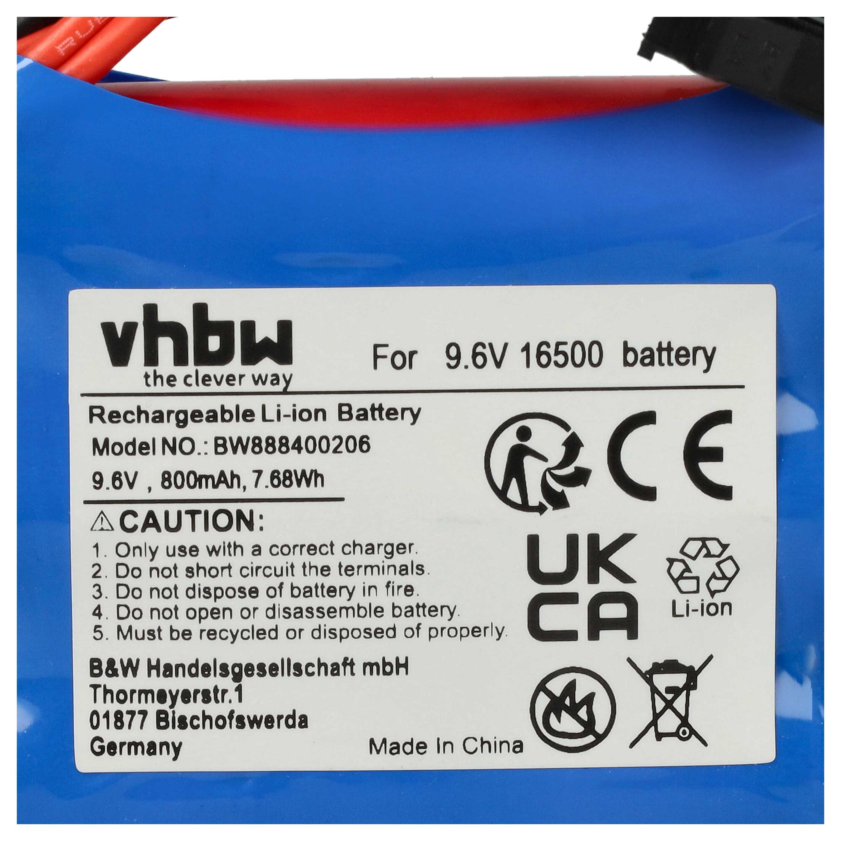 Batterie remplace GPToys 16500-3S1P modèle radio-télécommandé - 800mAh 9,6V Li-ion, SM-6P