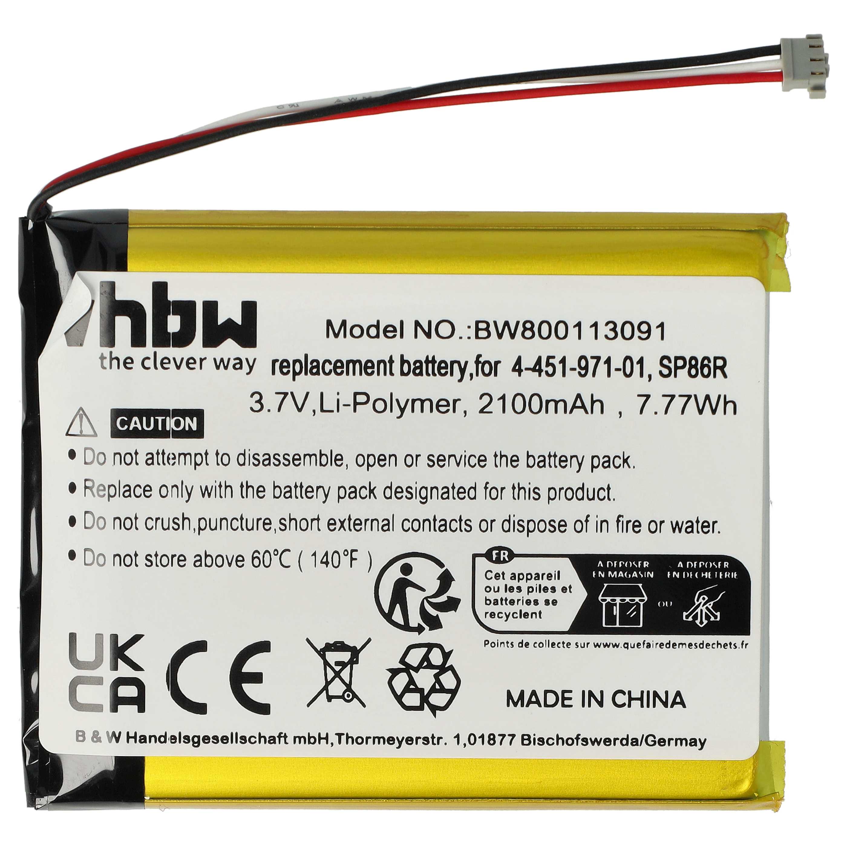Games Console Battery replaces Sony SP86R, 4-451-971-01 - 2100 mAh 3.7 V Li-Ion