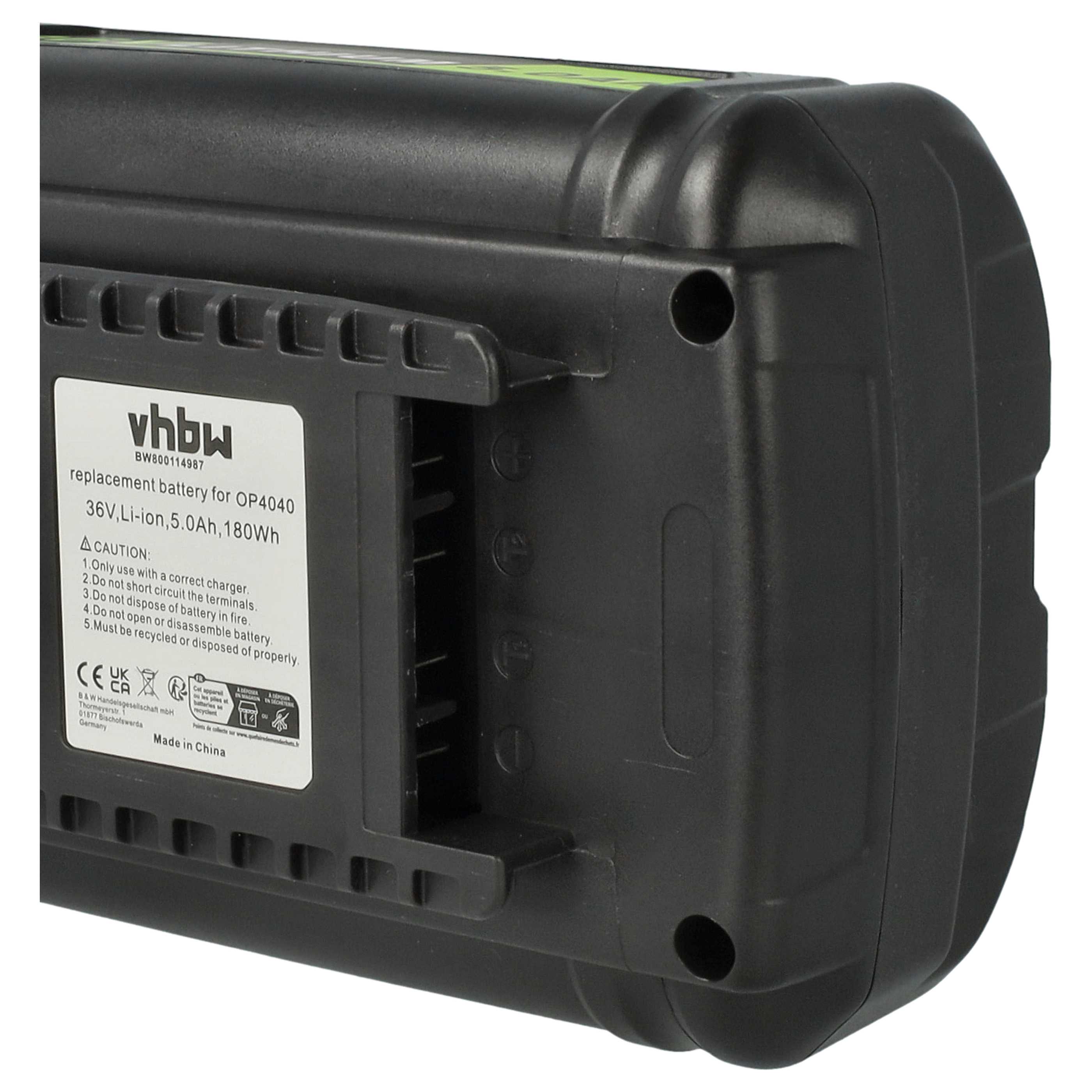 Akku 36V als Ersatz für Ryobi BPL3626, BPL3626D, BPL3640, BPL3640D, BPL3650, 5133002166 - 5Ah, Li-Ion