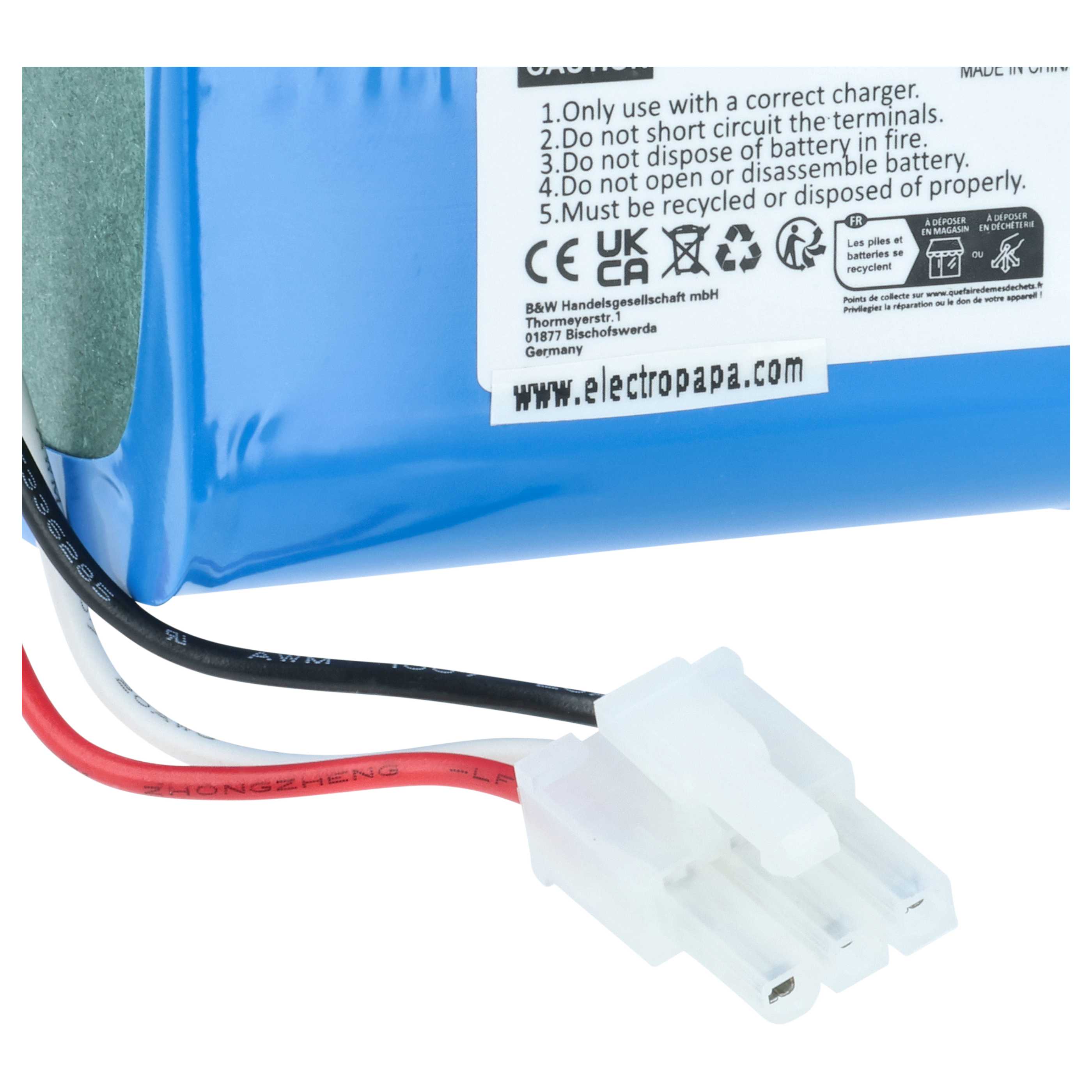 Battery replaces iClebo YCR-MT12-S1, YCR-M07-20W for iClebo etc. 5200mAh, 14.52V, Li-Ion