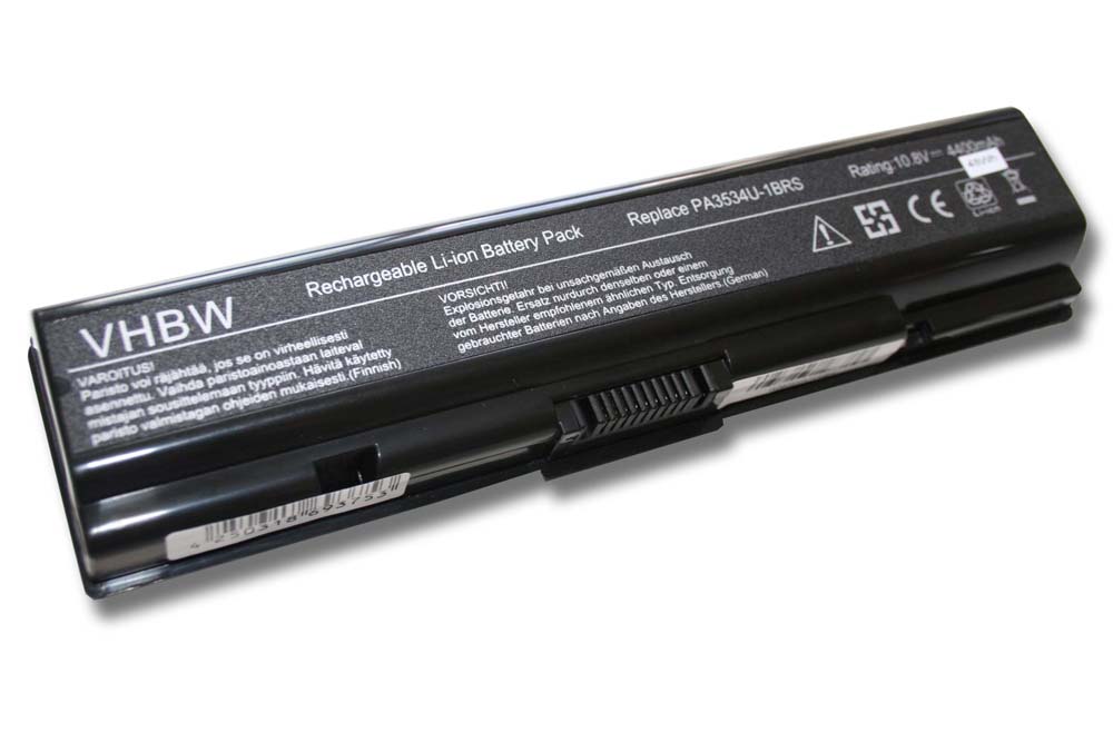 Batterie remplace Toshiba PA3533U-1BAS, PA3533U-1BRS pour ordinateur portable - 4400mAh 10,8V Li-ion, noir