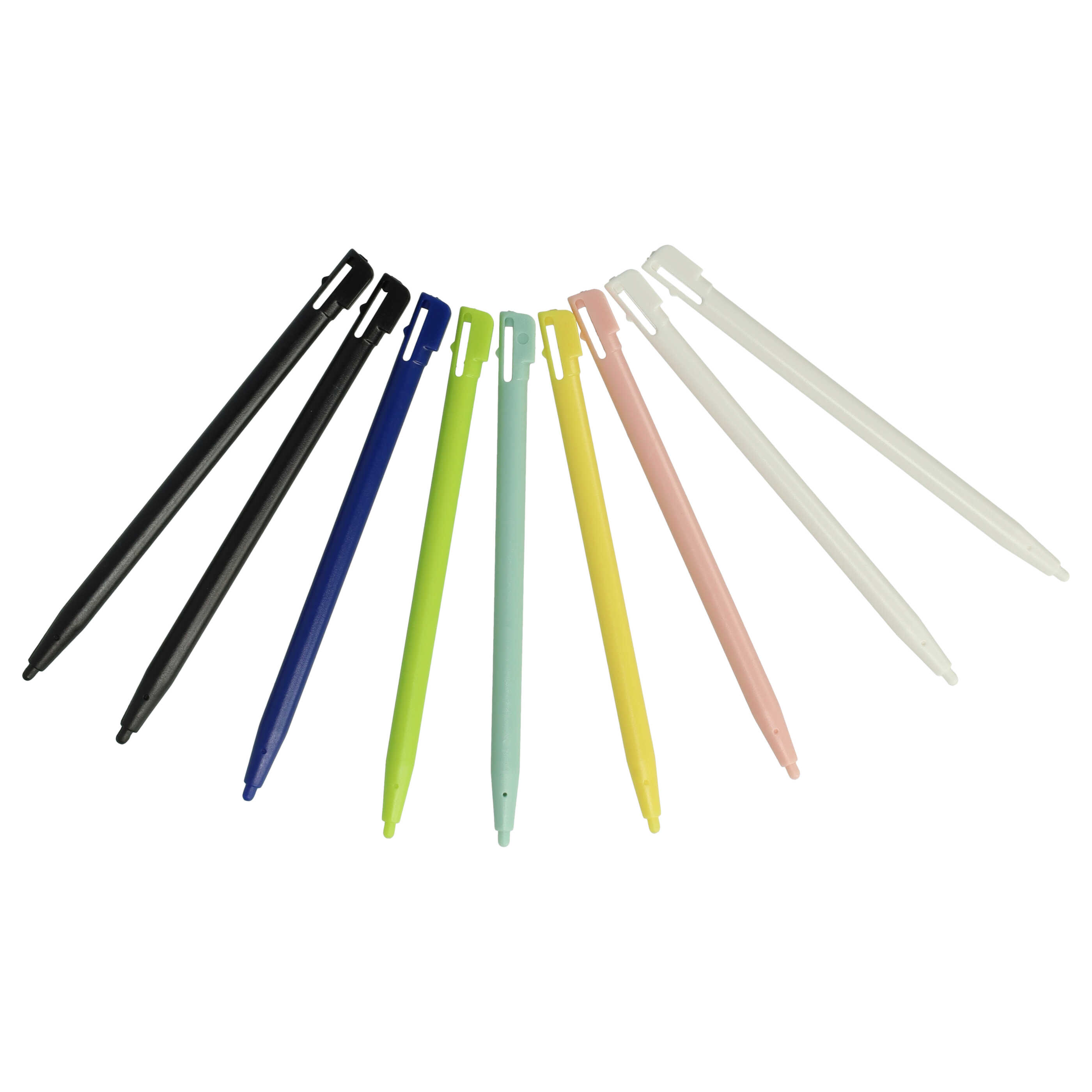 10x Touch Pens suitable for Nintendo DSi, DSi XL, DS Lite Game Console - blue, yellow, green, pink, red, black