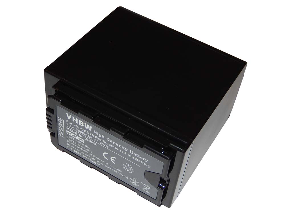 Batería reemplaza Panasonic VW-VBD78 para videocámara - 7800 mAh, 7,4 V