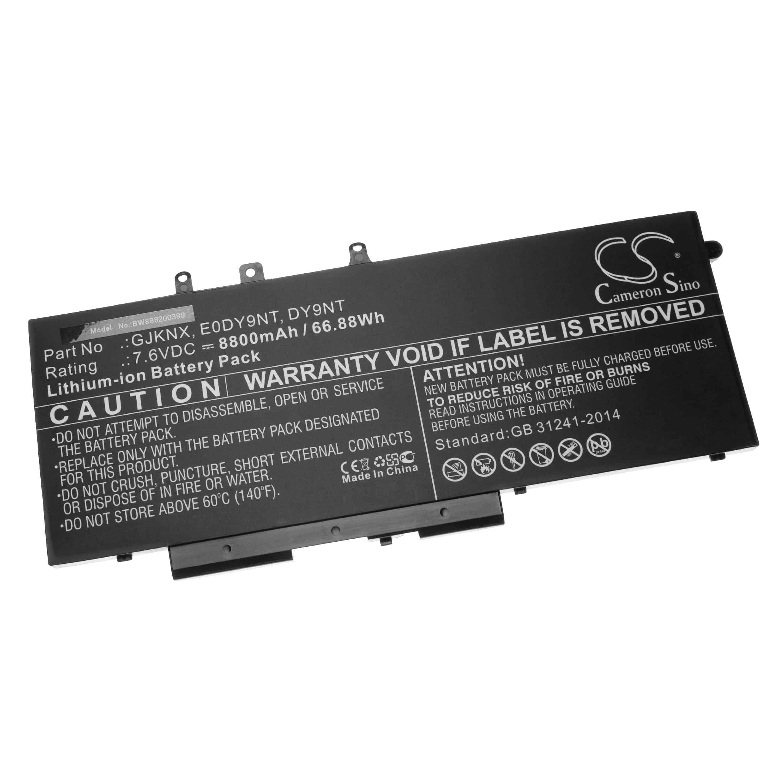 Notebook Battery Replacement for Dell 451-BBZG, 0DY9NT, 3DDDG, 03VC9Y, 00JWGP - 8800mAh 7.6V Li-Ion, black