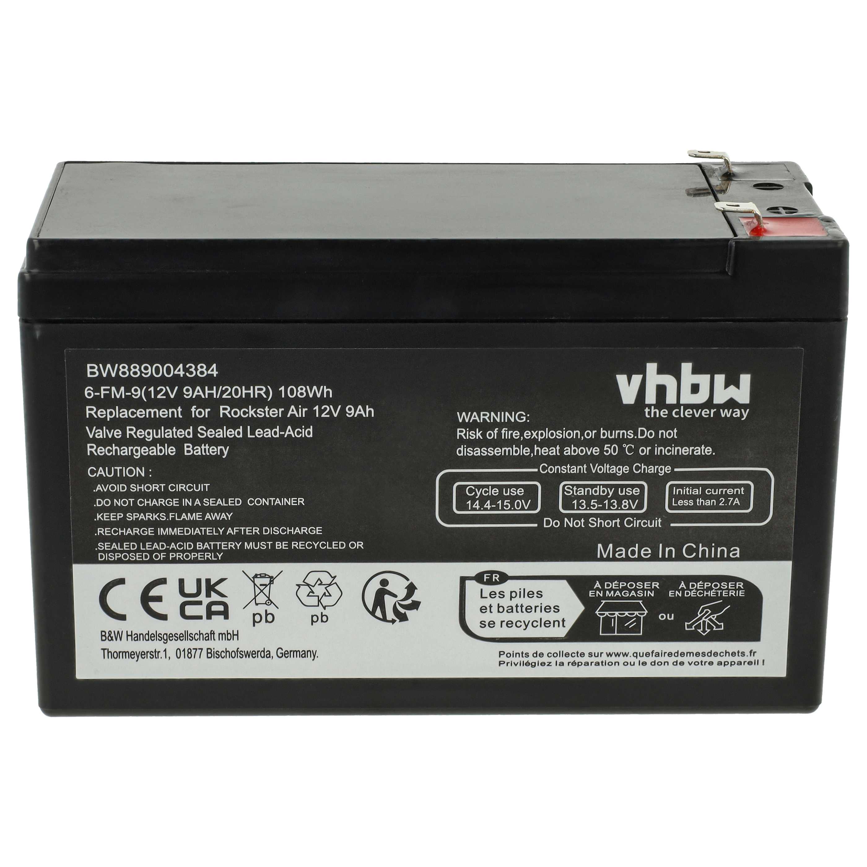 Batería reemplaza Panasonic UP-VW1245P1, UP-RW1245P1 para (9000 mAh, 12 V, AGM)