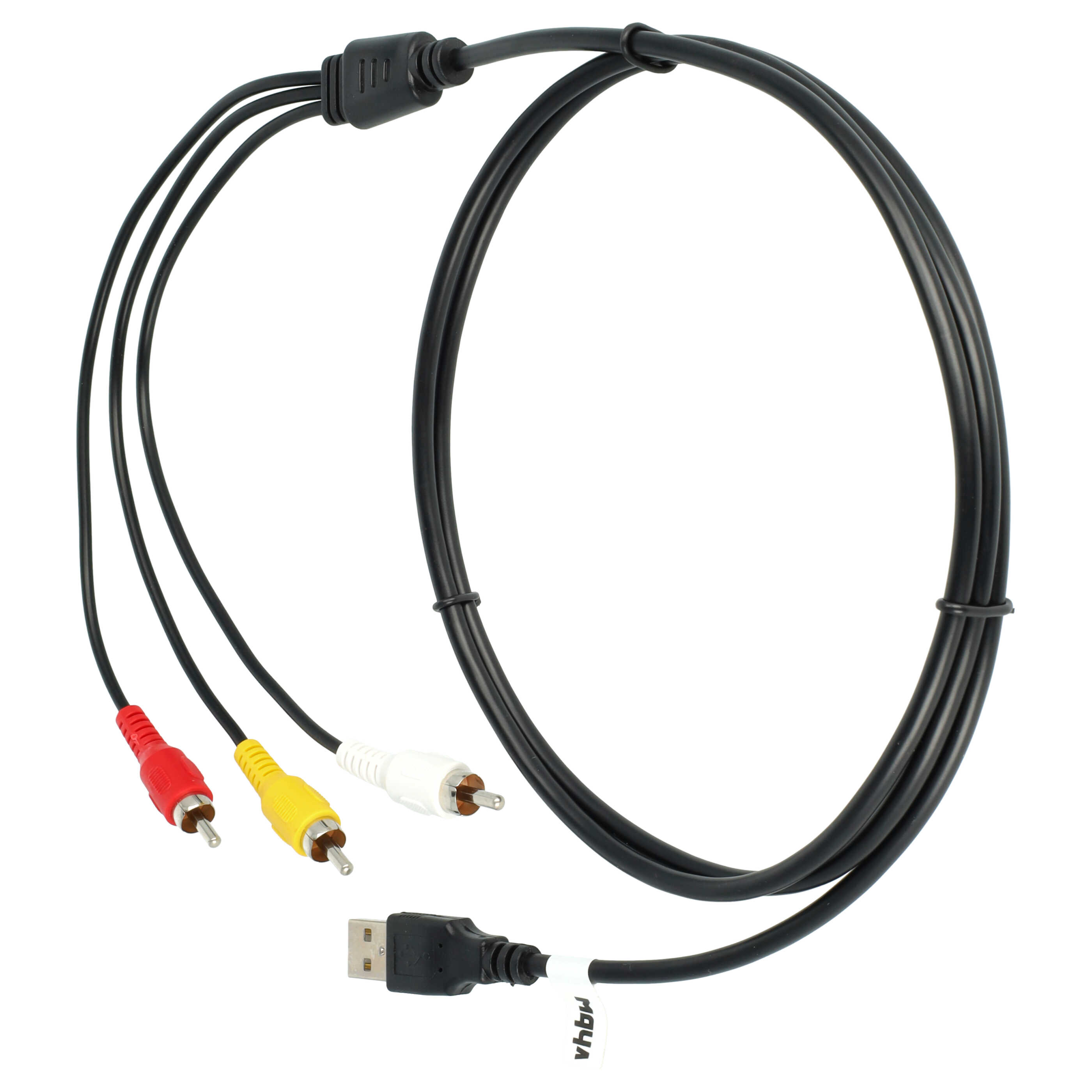 vhbw Cable AV de USB a Cinch compatible con reproductores HDD, sistemas AV estéreo - Clavija USB A 2.0 a clavi