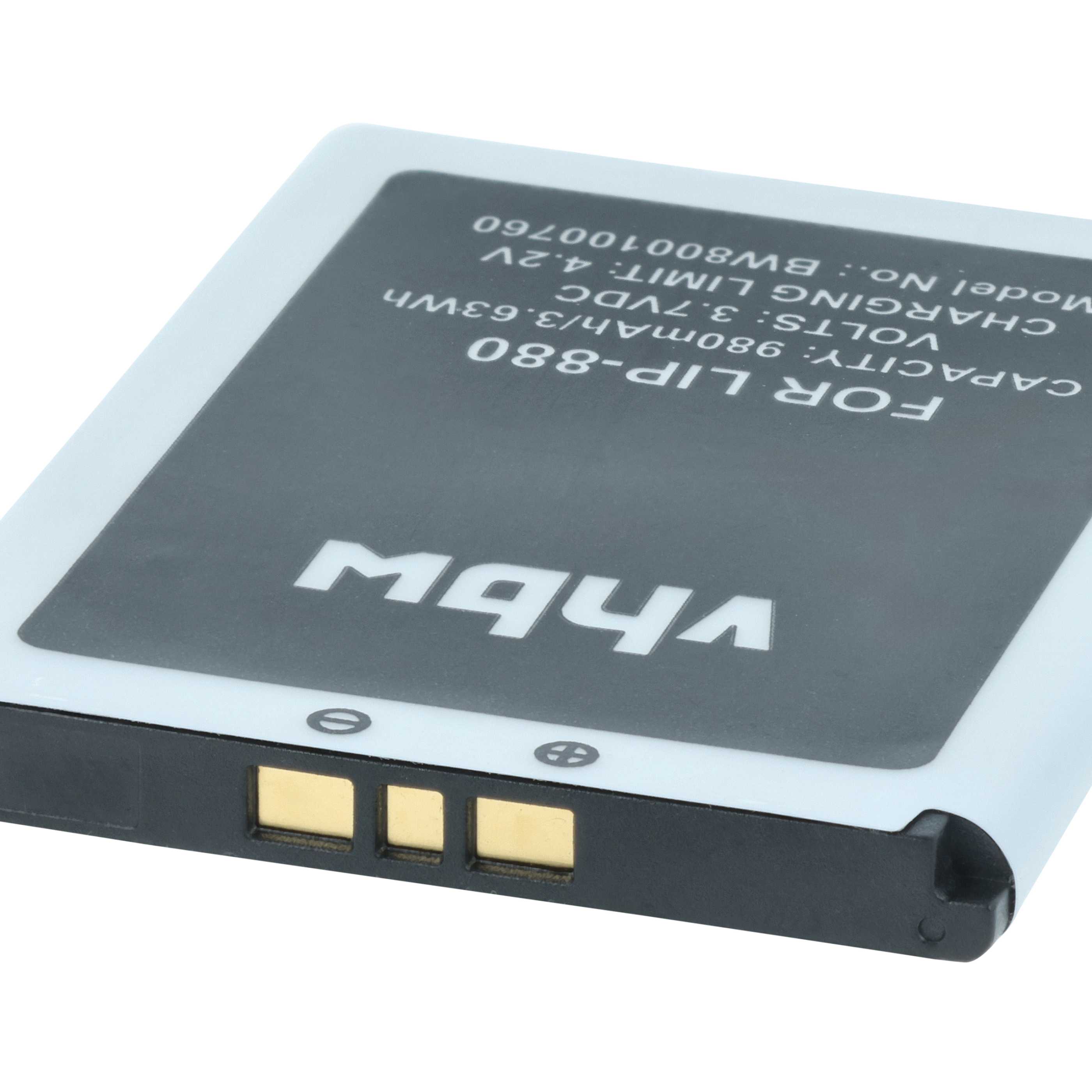 Batteria per MP3 music player sostituisce Sony LIP-880PD, LIP-880PD-B, LIP-880 - 980mAh 3,7V Li-Ion