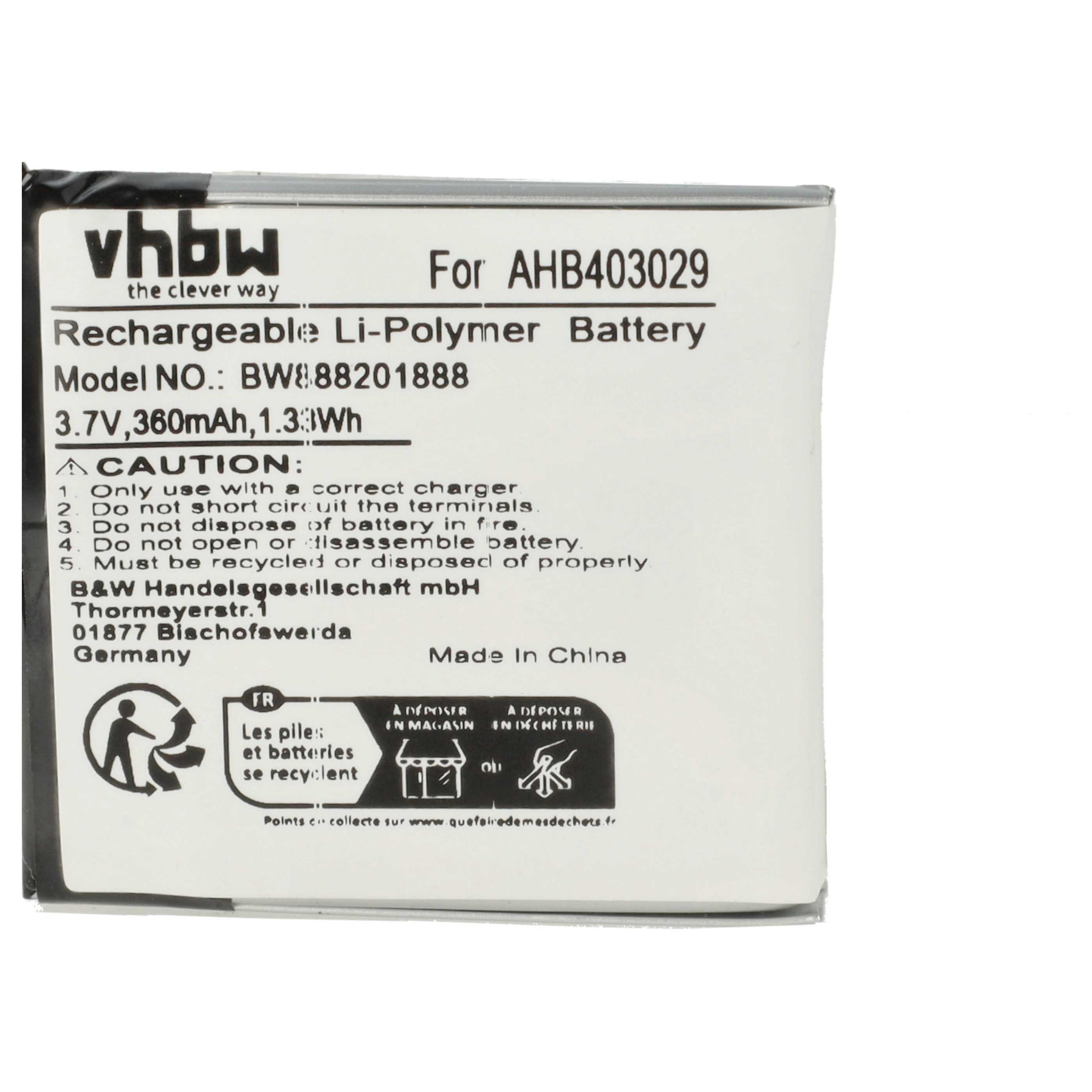 2x Akumulator do słuchawek bezprzewodowych zamiennik Plantronics AHB403029 - 360 mAh 3,7 V LiPo
