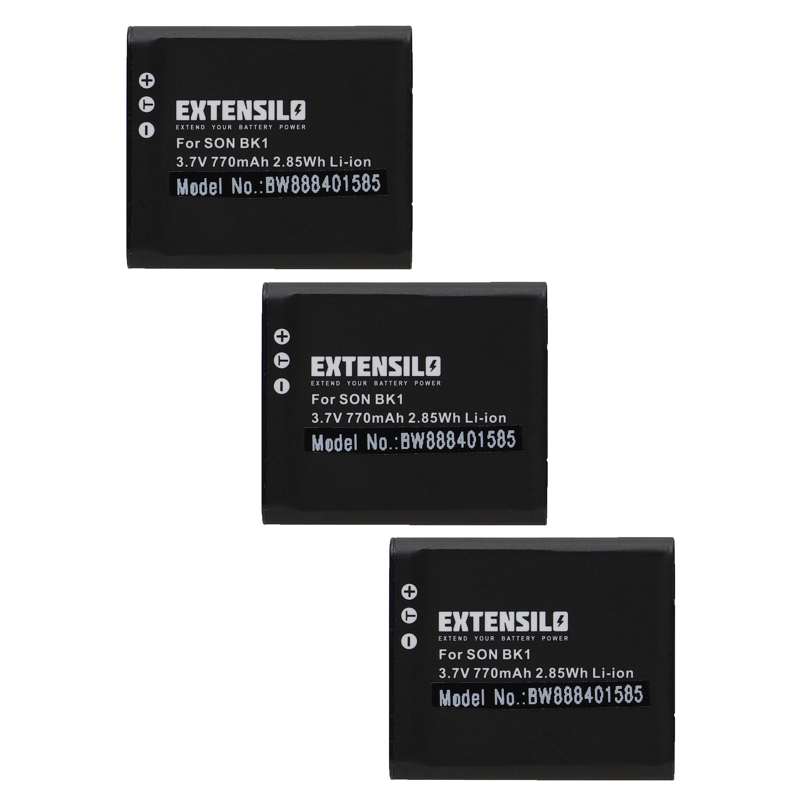 Videocamera 3x Battery replaces Sony NP-FK1, NP-BK1 - 770 mAh 3.7 V Li-Ion