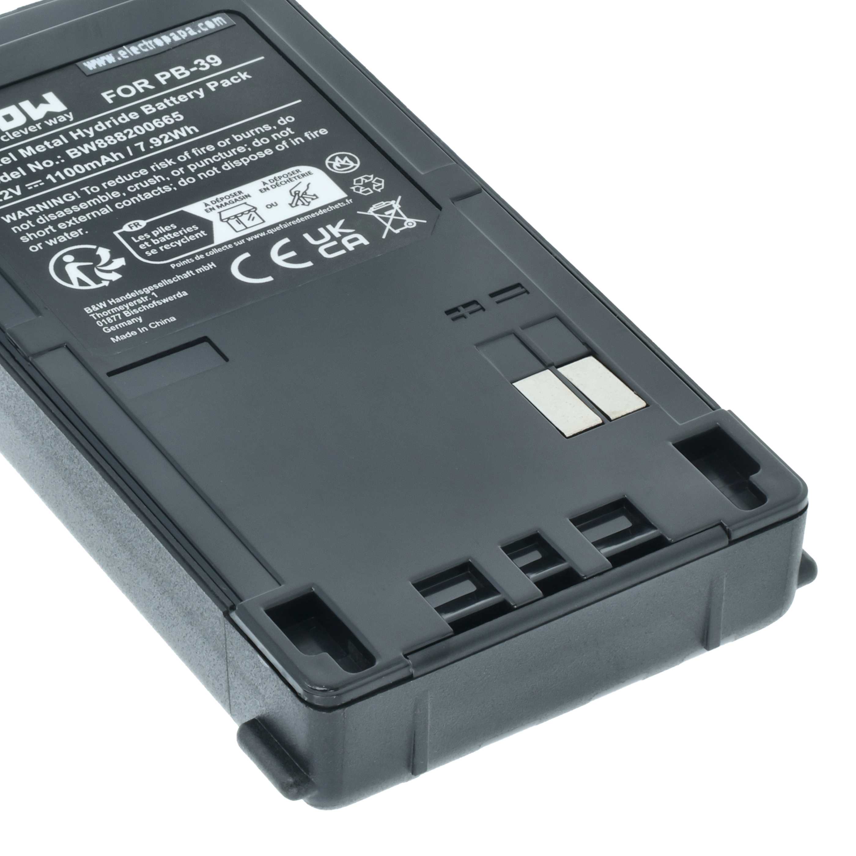 Akumulator do radiotelefonu zamiennik Kenwood PB-39H, PB-39, PB-38 - 1100 mAh 7,2 V NiMH + klips na pasek