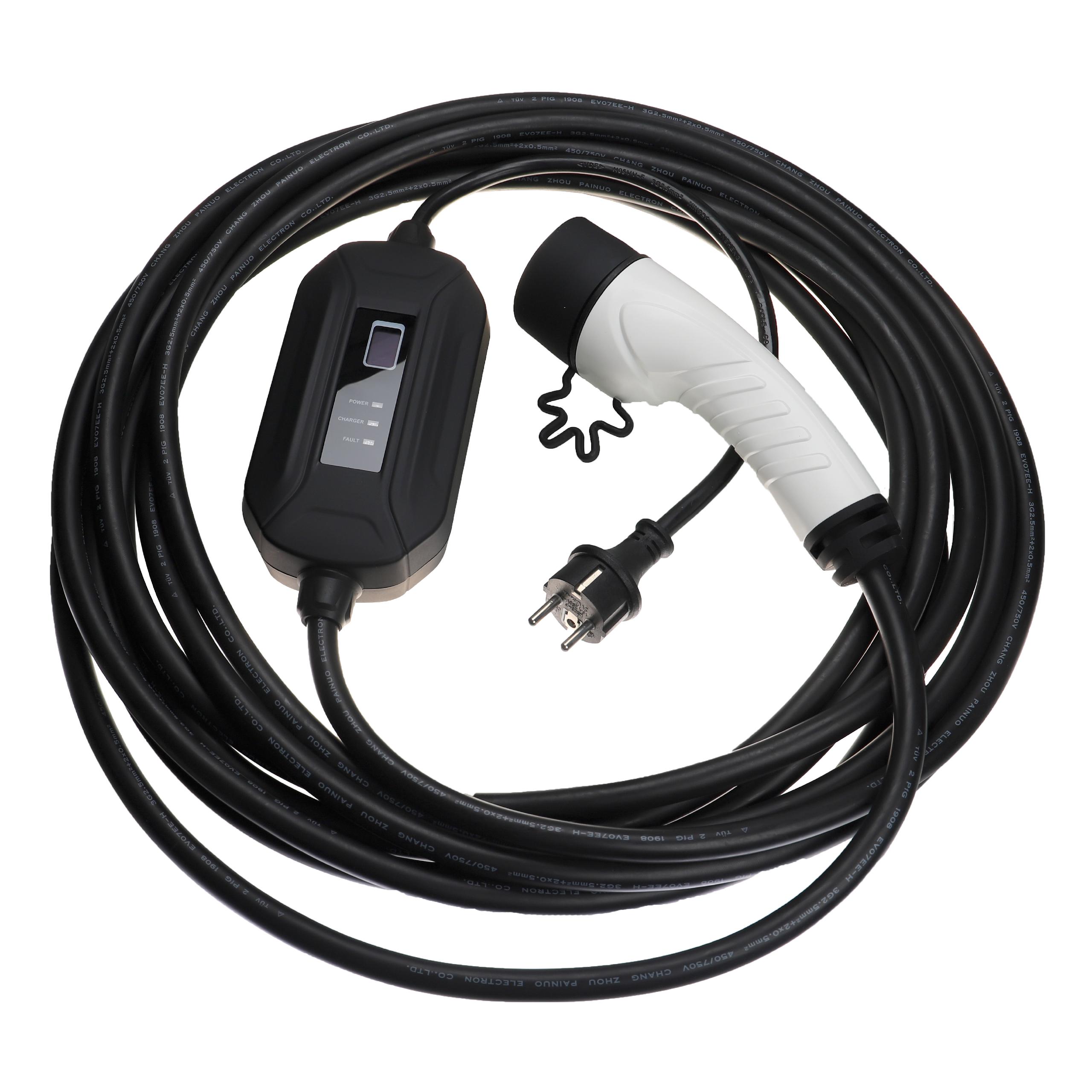 Kabel do ładowania samochodu elektrycznego - typ 2 do euro, 1-fazowy, 16 A, 3,5 kW, 10 m