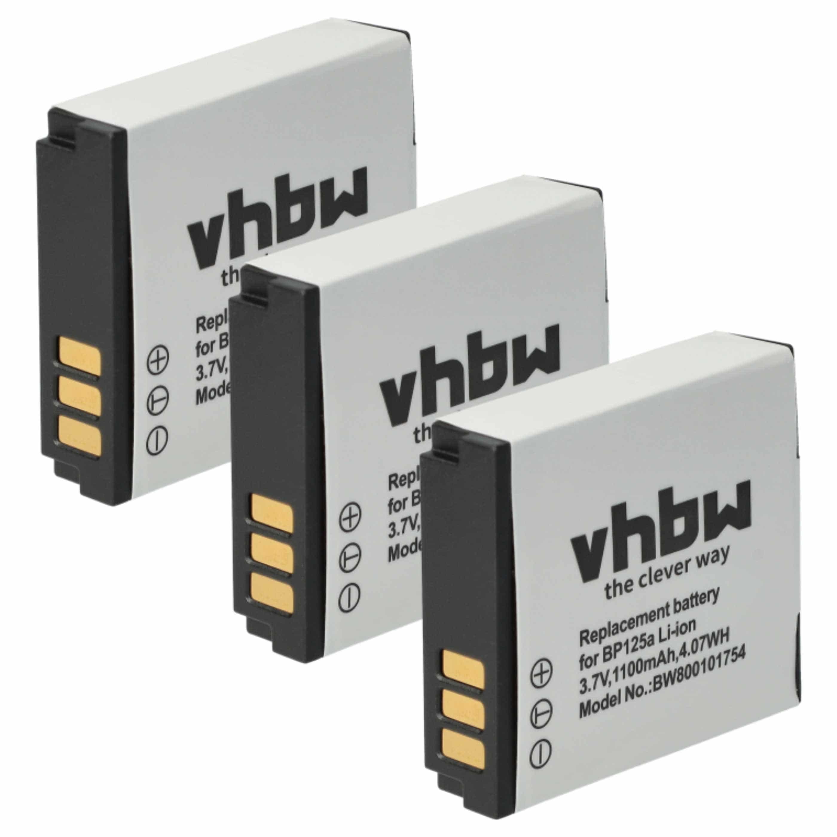 Videocamera 3x Battery replaces Samsung IA-BP125A, AD43-00197A, BP125A, IA-BP125 - 1100 mAh 3.6 V Li-Ion