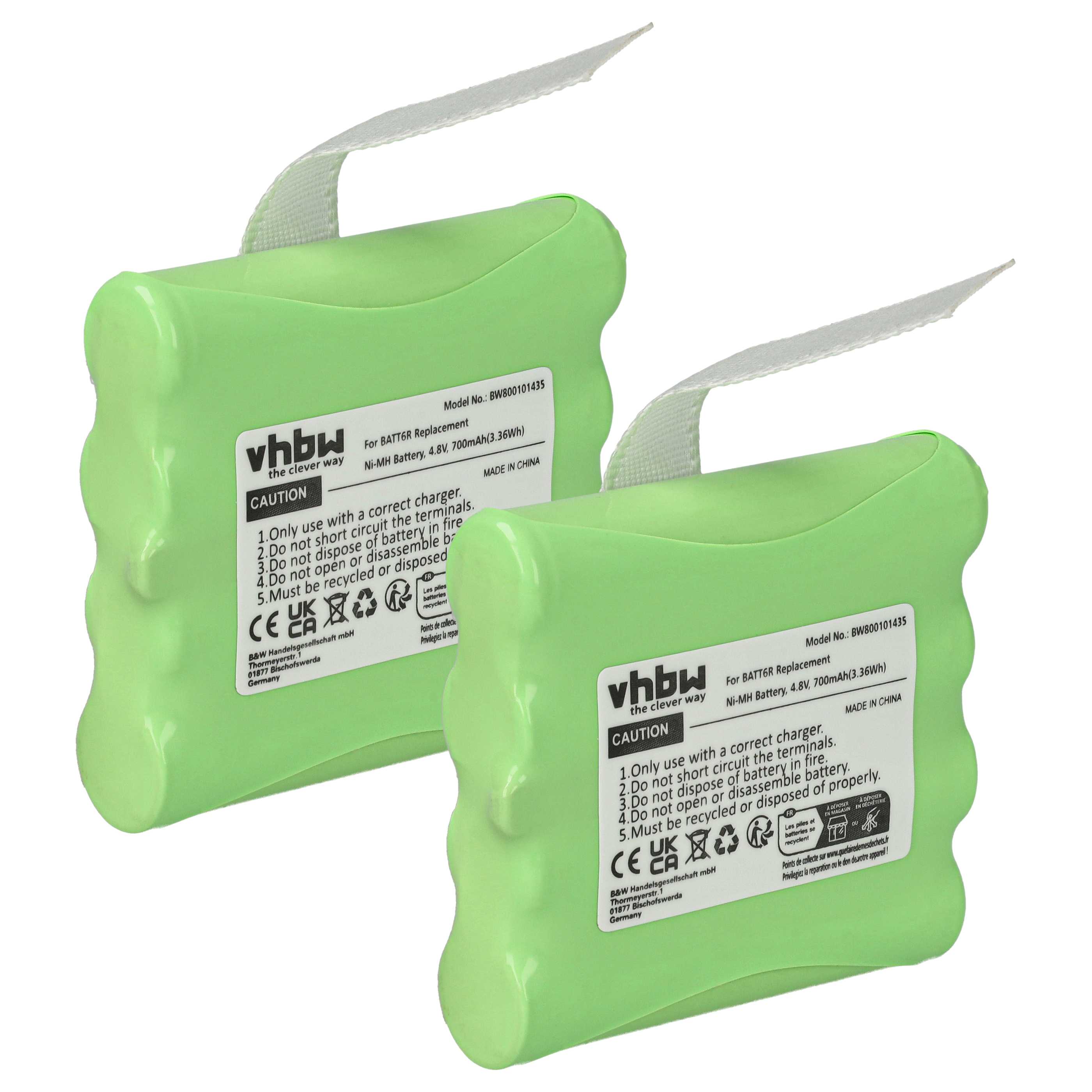 Radio 2x Battery replaces Midland BATT6R, BATT-6R - 700 mAh 4.8 V NiMH