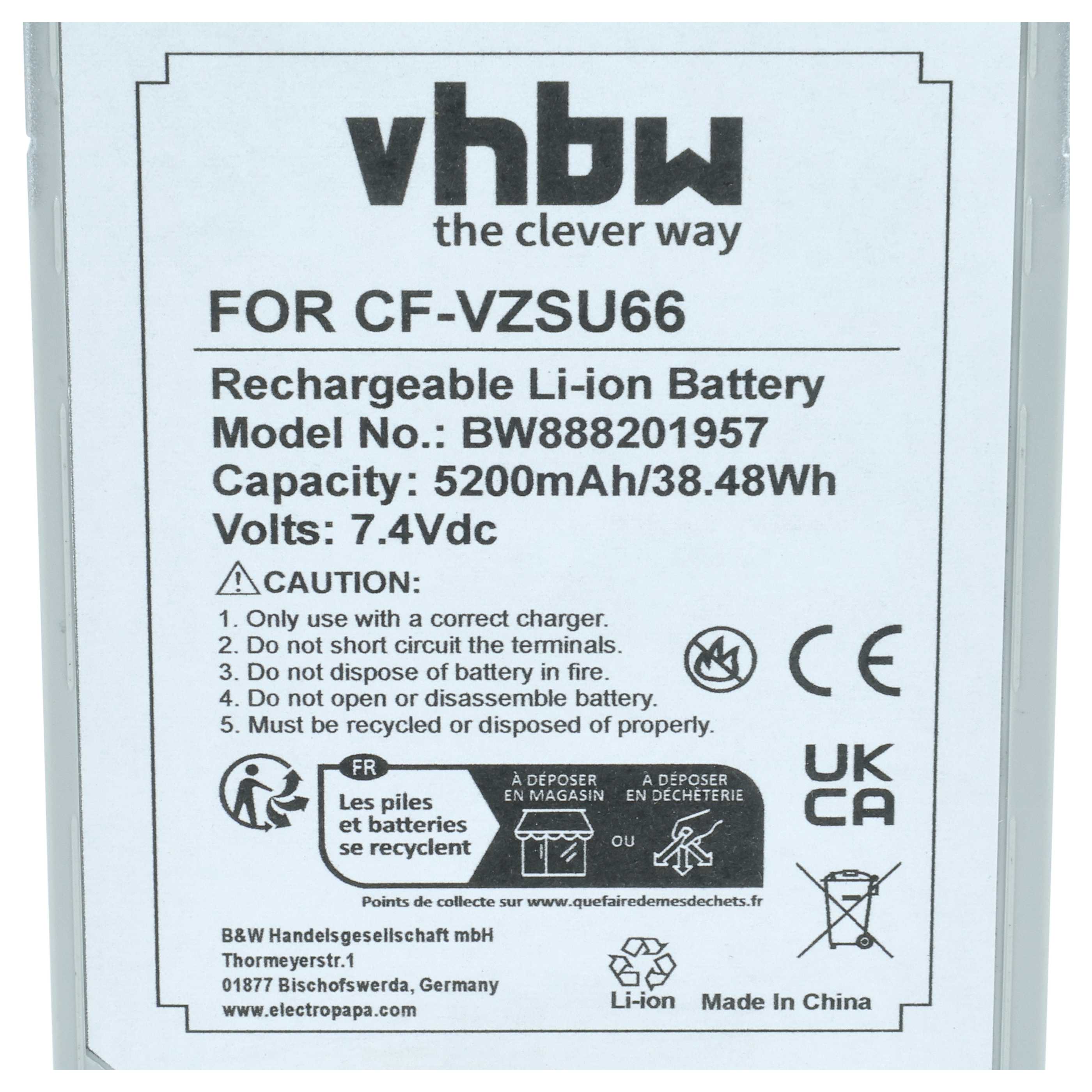 Akumulator do laptopa zamiennik Panasonic CF-VZSU66U - 5200 mAh 7,4 V Li-Ion, czarny