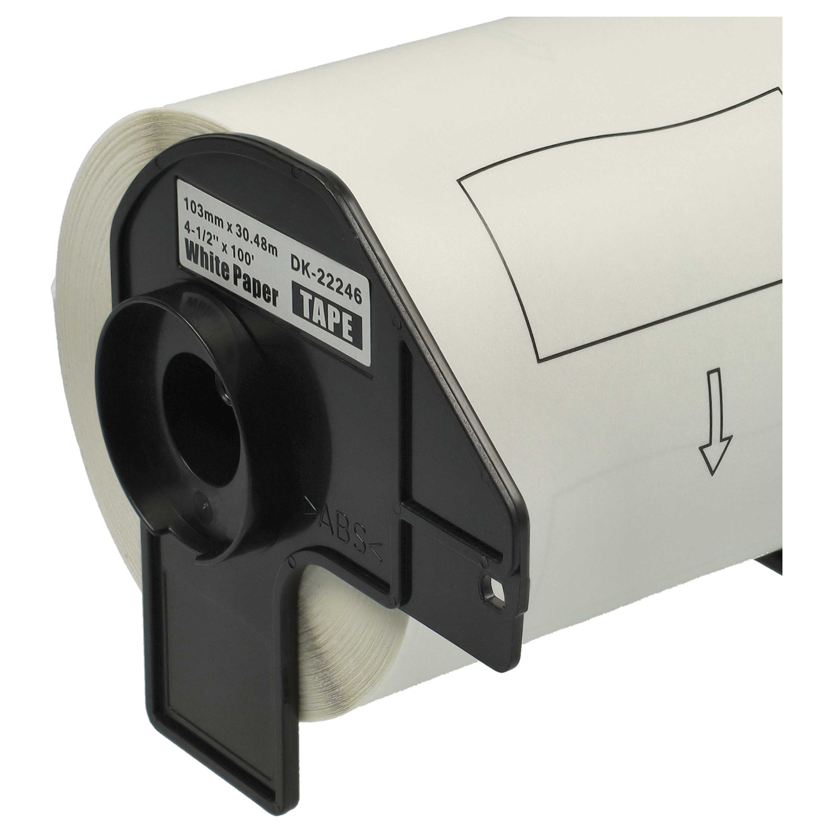 10x Label Roll replaces Brother DK-22246 for Labeller - Self-Adhesive 103 mm x 30.48 m + Holder