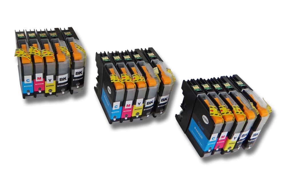 Set de 15x cartuchos de tinta reemplaza Brother LC223 para impresora - B/C/M/Y 186 ml + chip